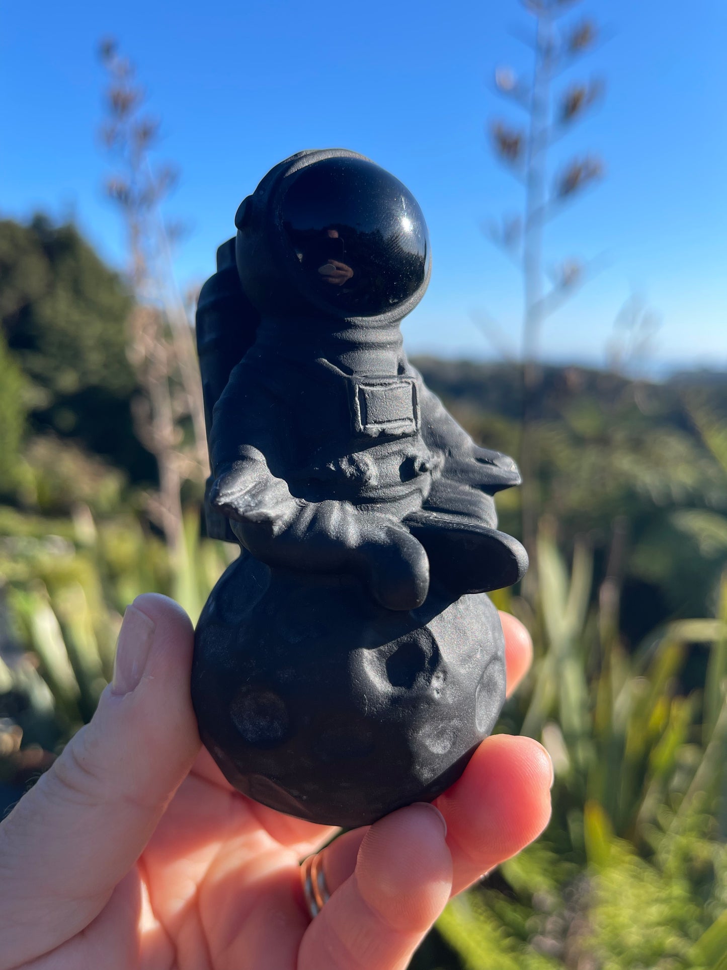 Obsidian Meditating Astronaut on the Moon