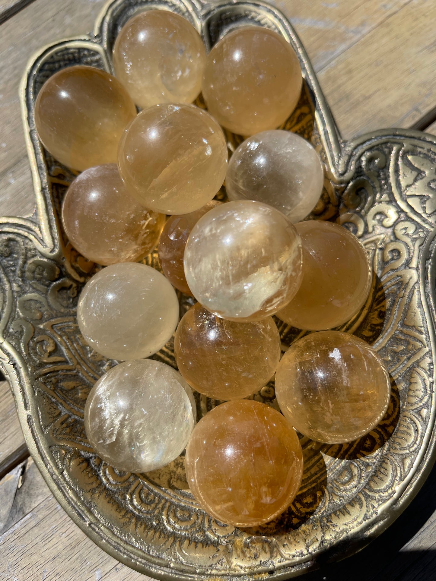 Optical Honey Calcite Sphere