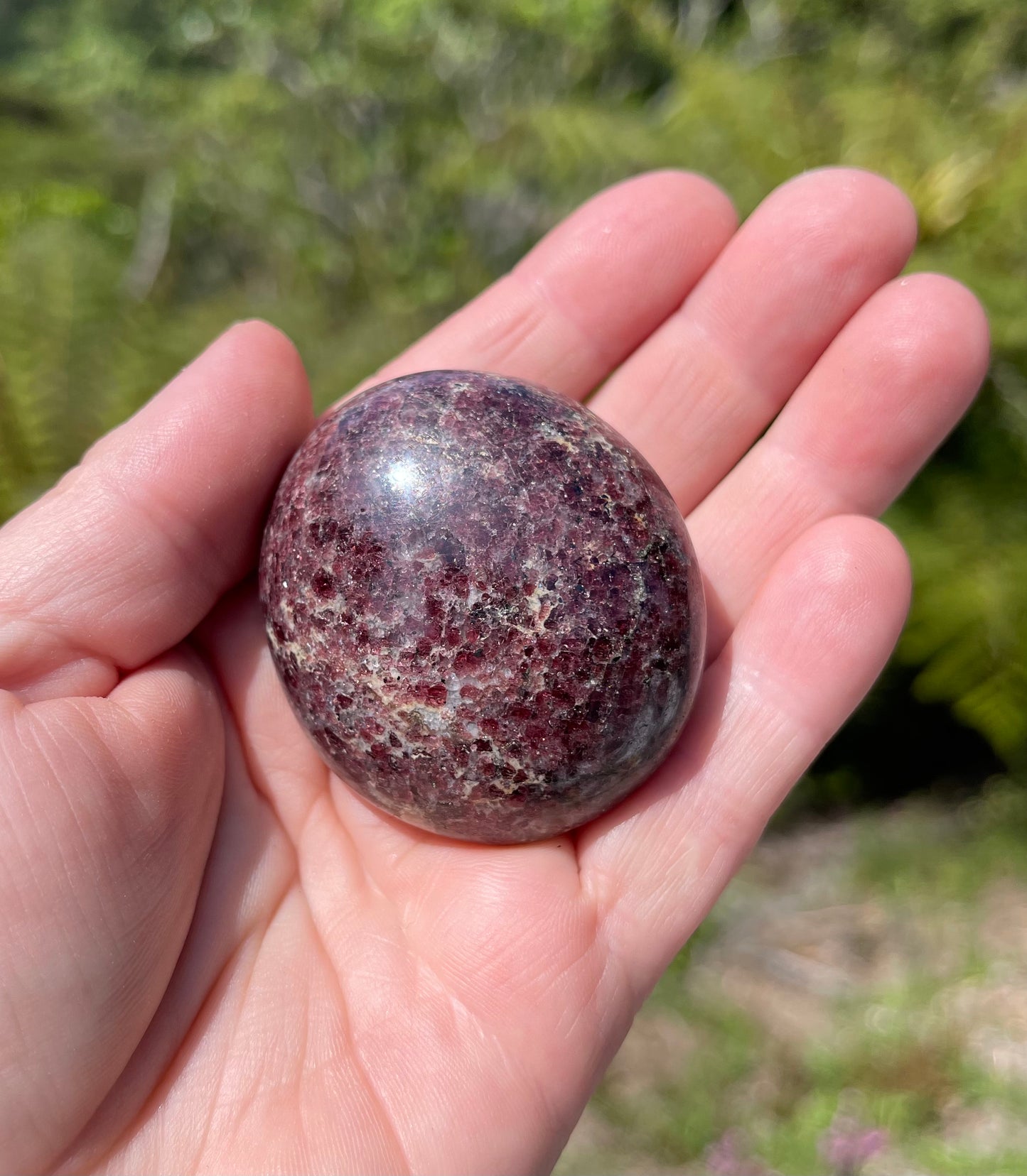 Garnet-Grenatite Puffy Palm Stone