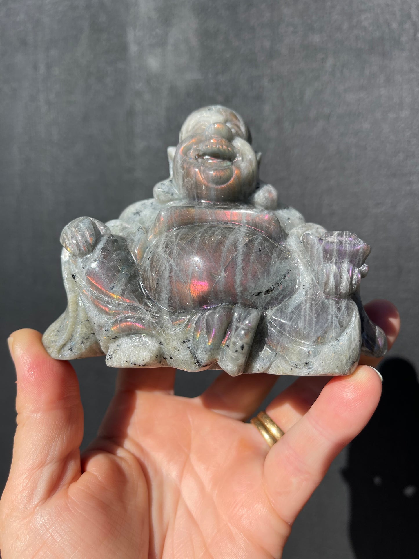 Purple/Sunset Labradorite Laughing Buddha