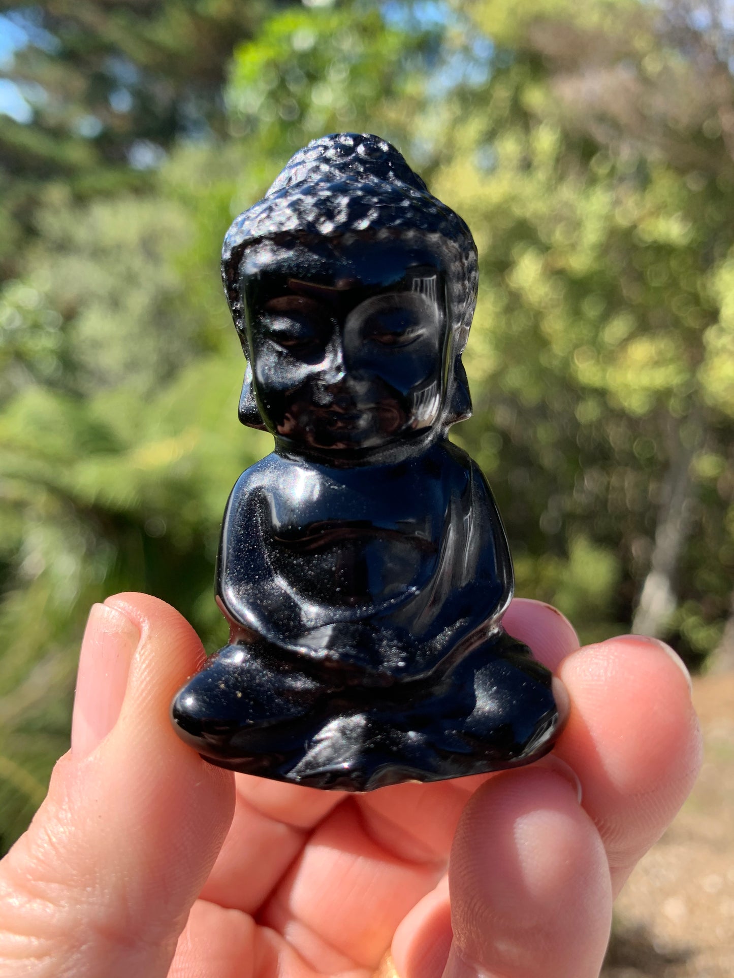 Black Obsidian Carved Buddha