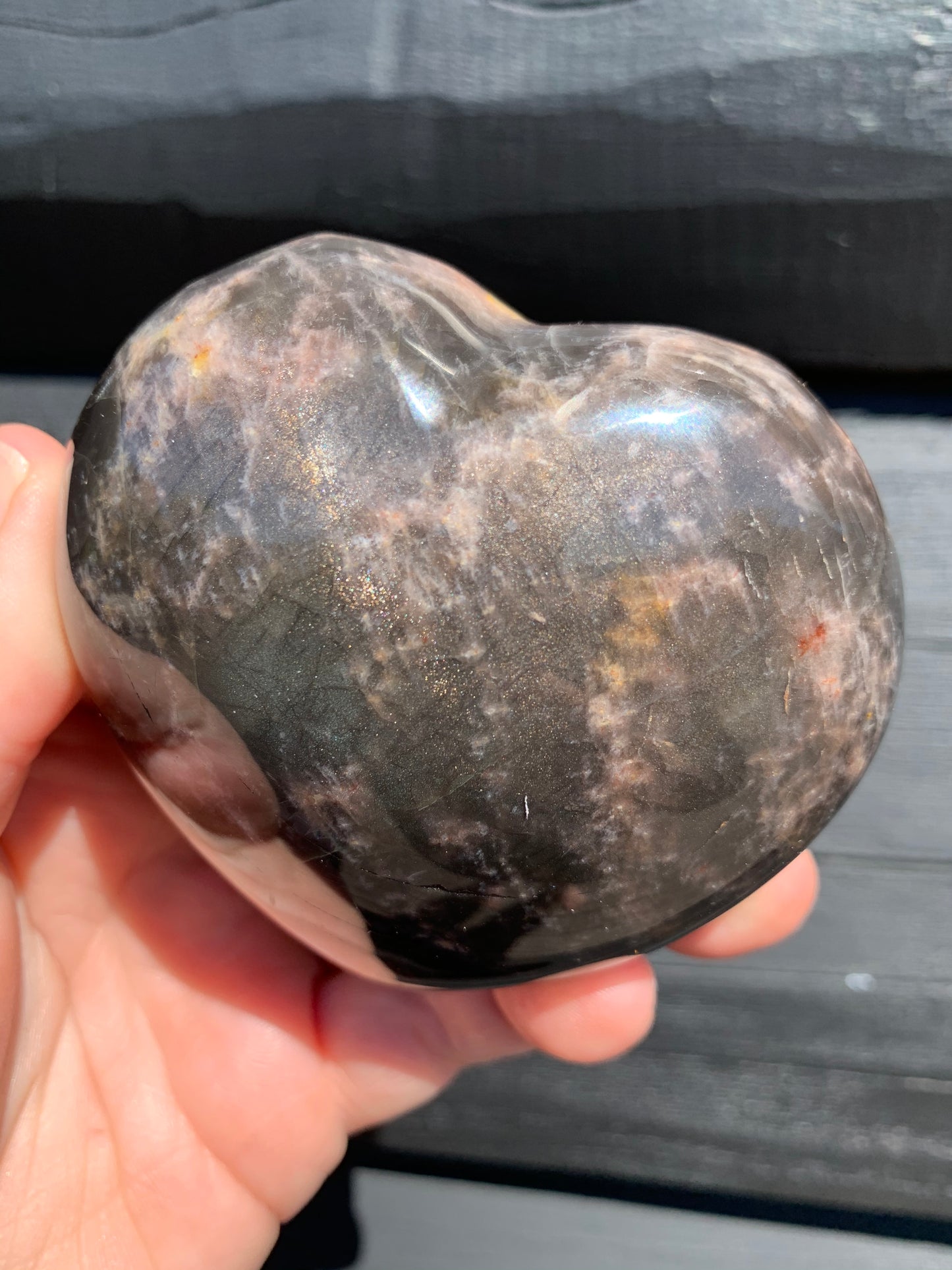 Black Moonstone Heart