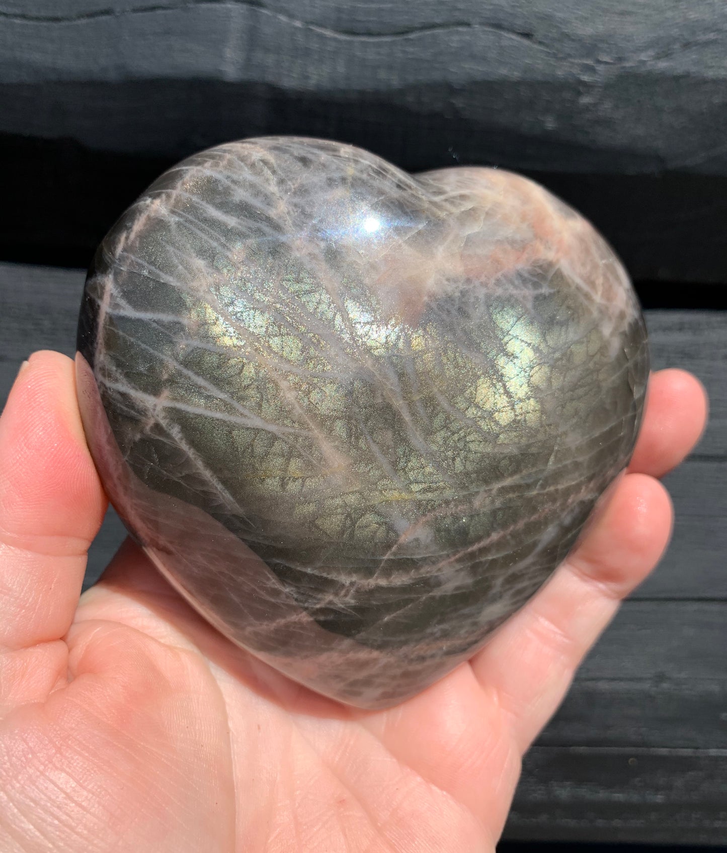 Black Moonstone Heart