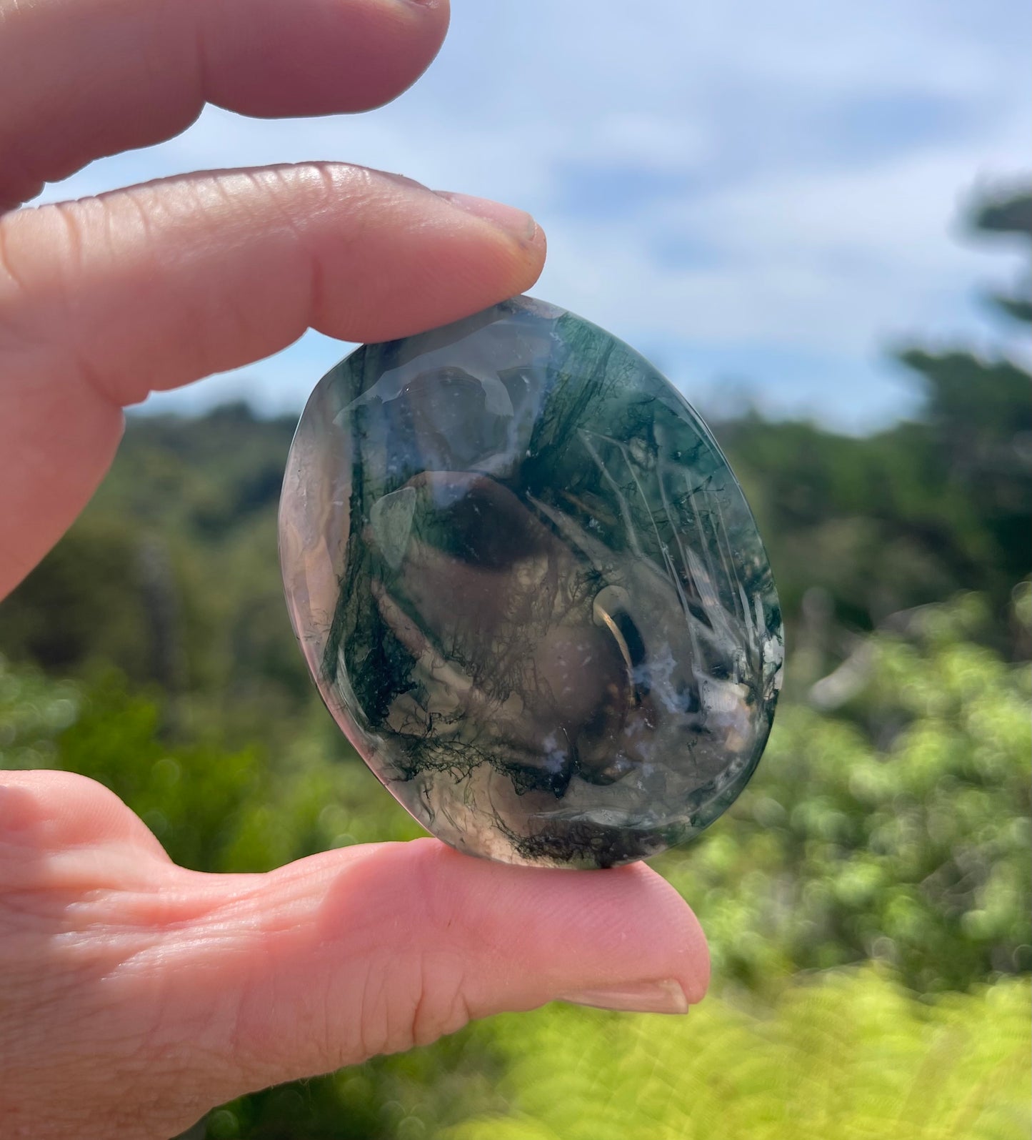 Moss Agate Palm Stone