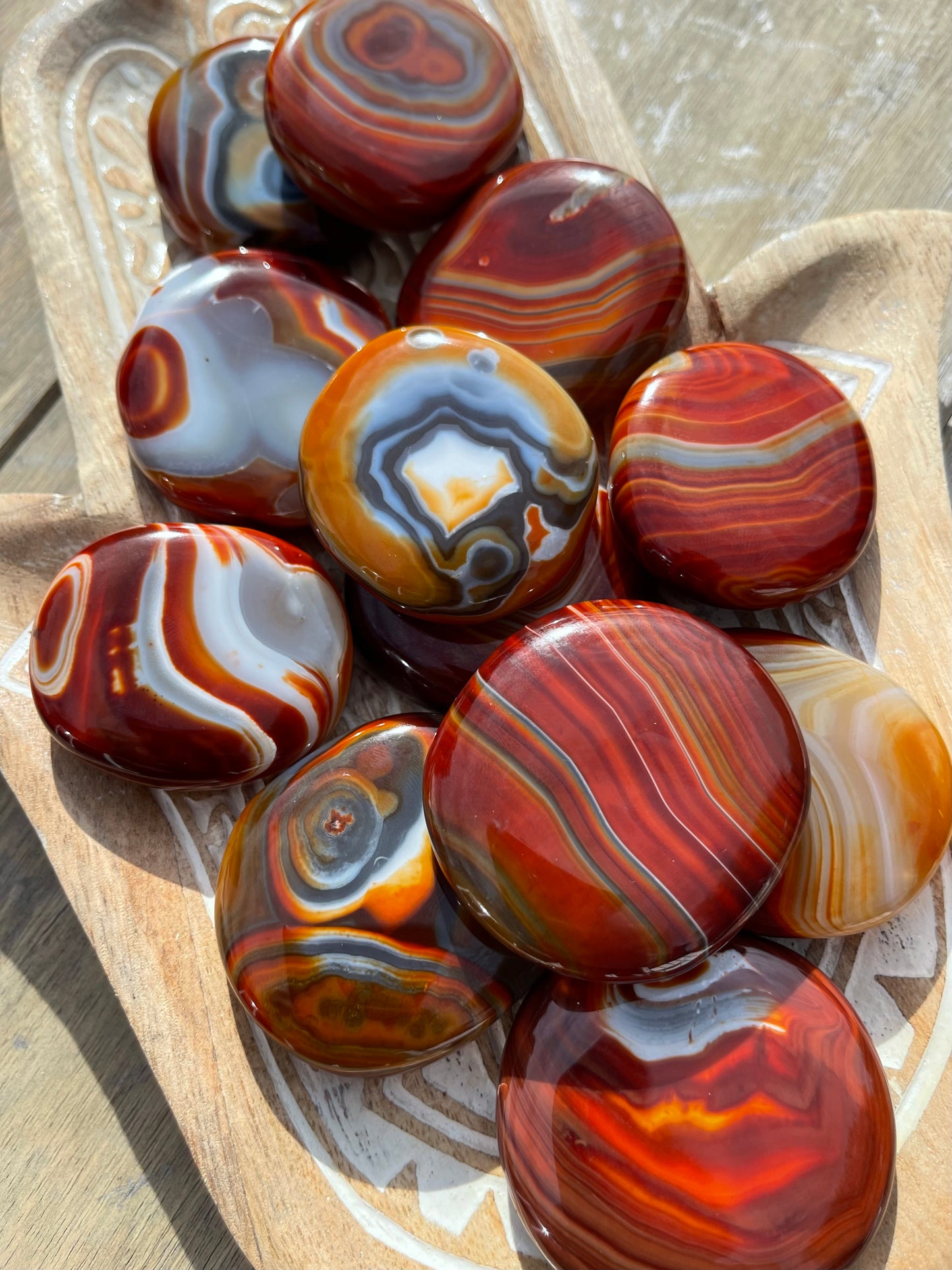 Banded Agate Palm Stone, Heated