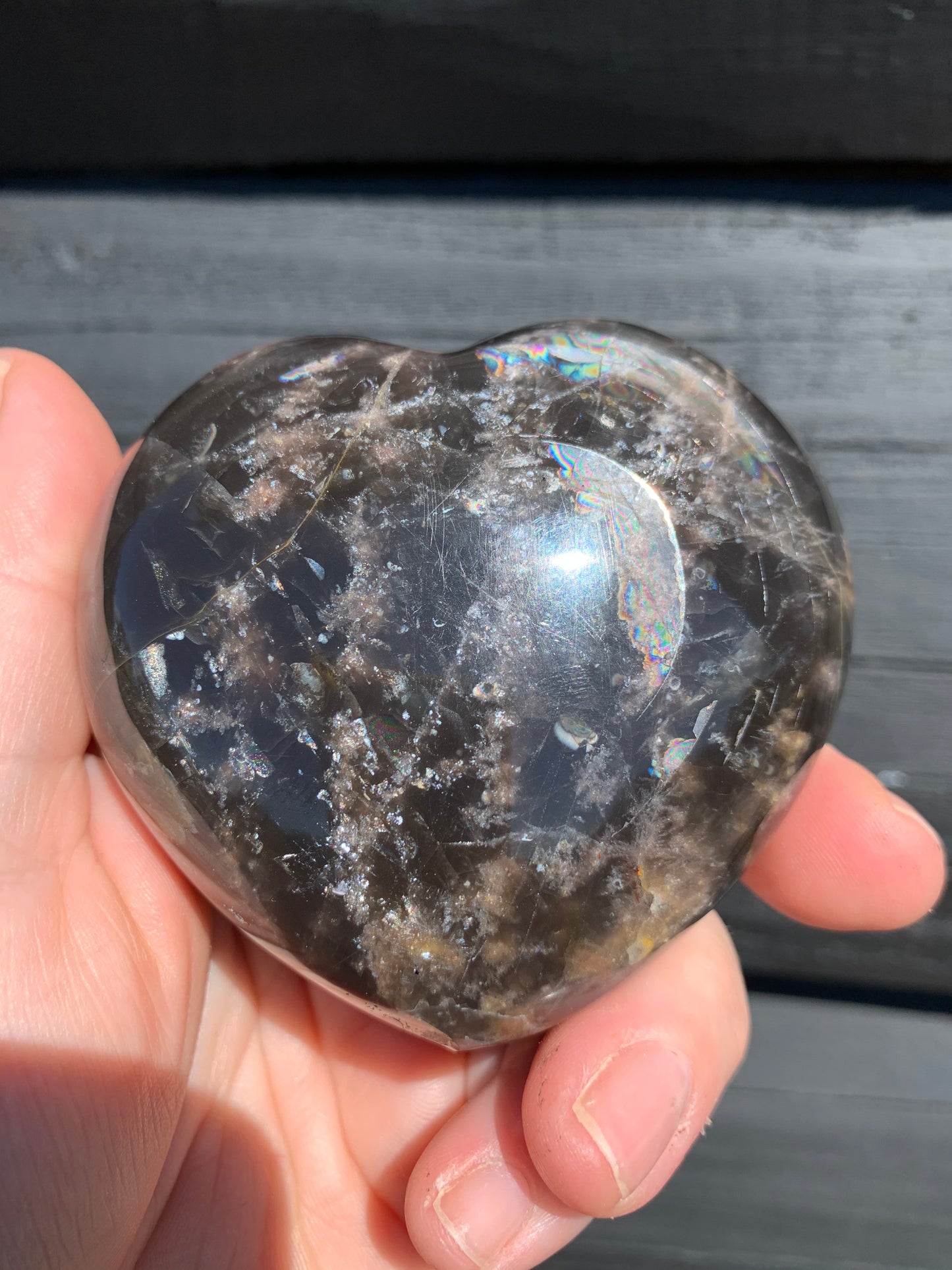 Black Moonstone Heart