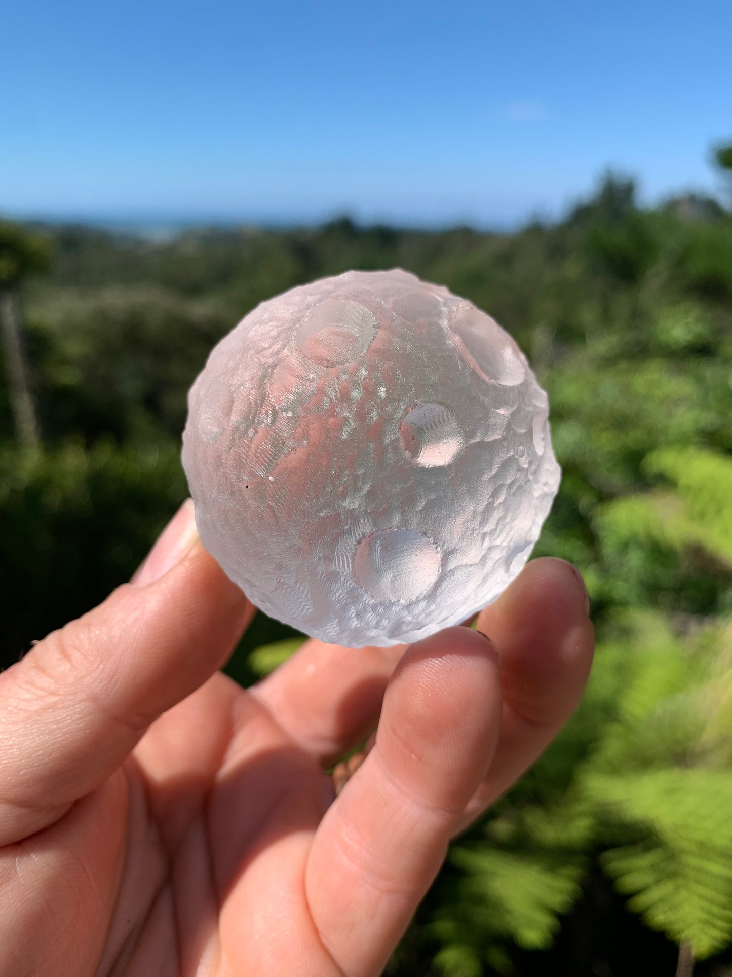 Clear Smelting Glass Carved Moon