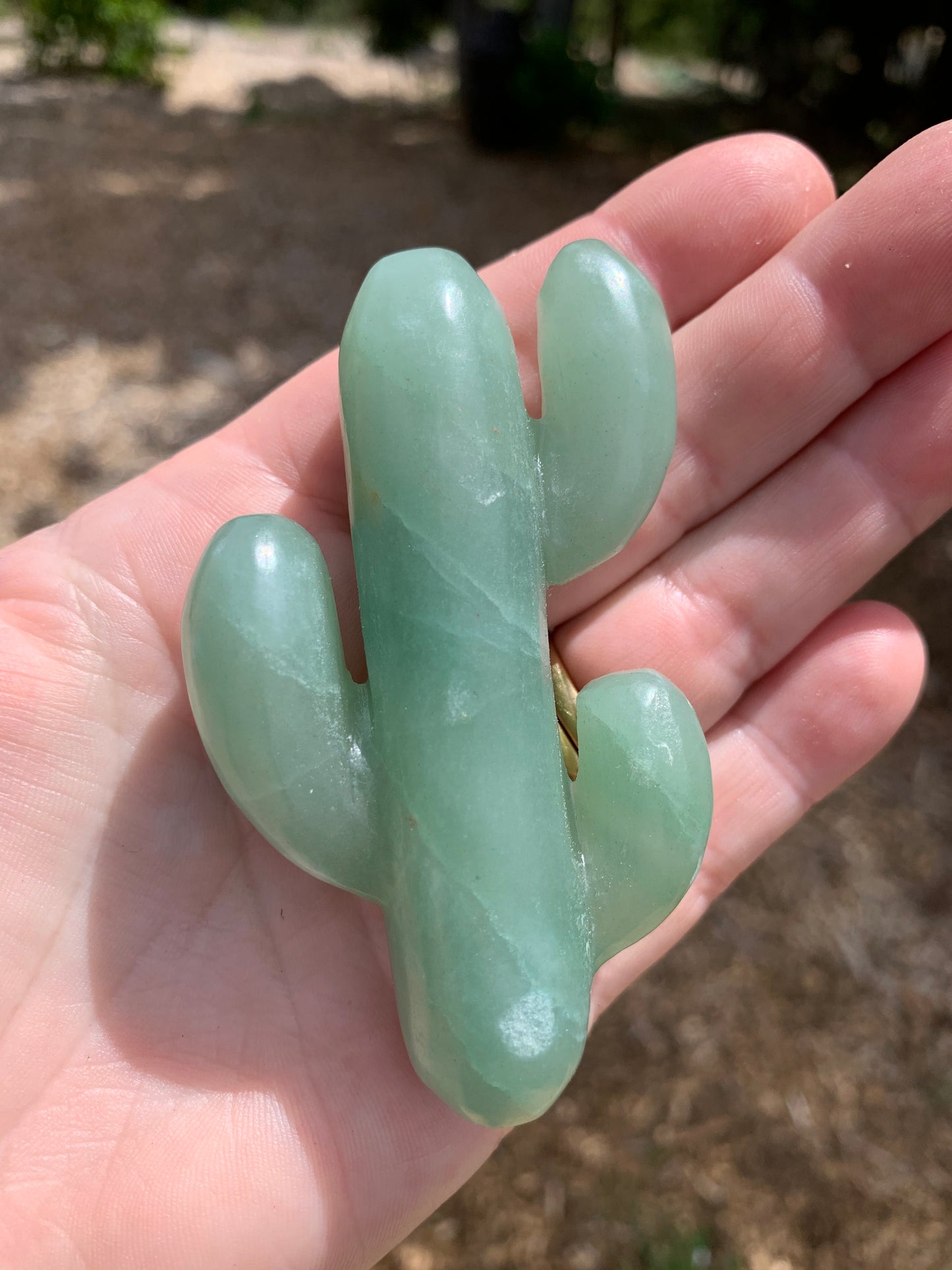 Green Aventurine Carved Stone Cactus