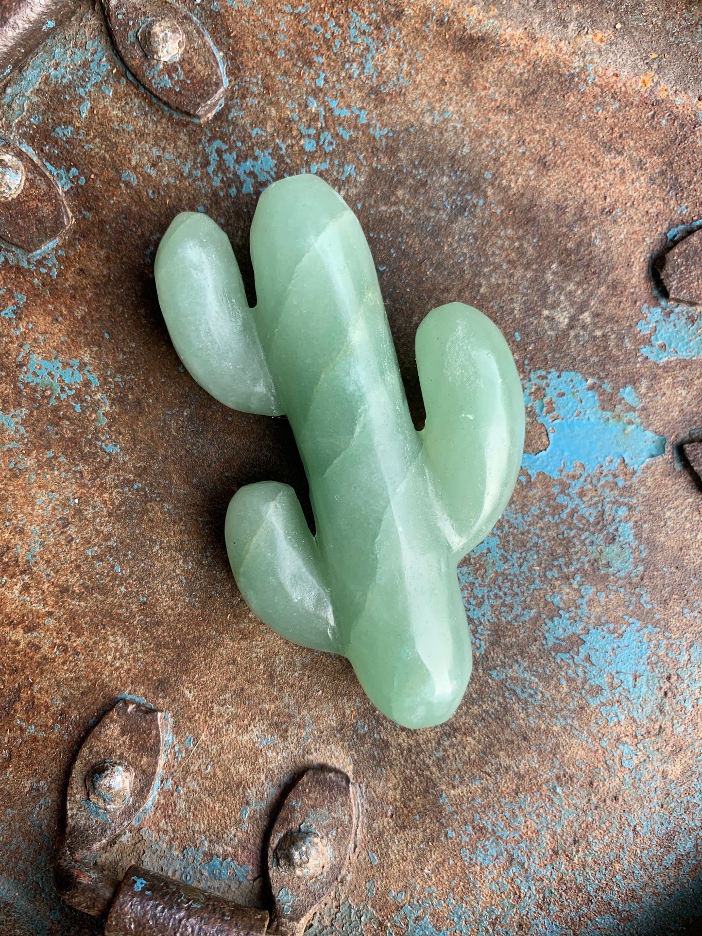 Green Aventurine Carved Stone Cactus