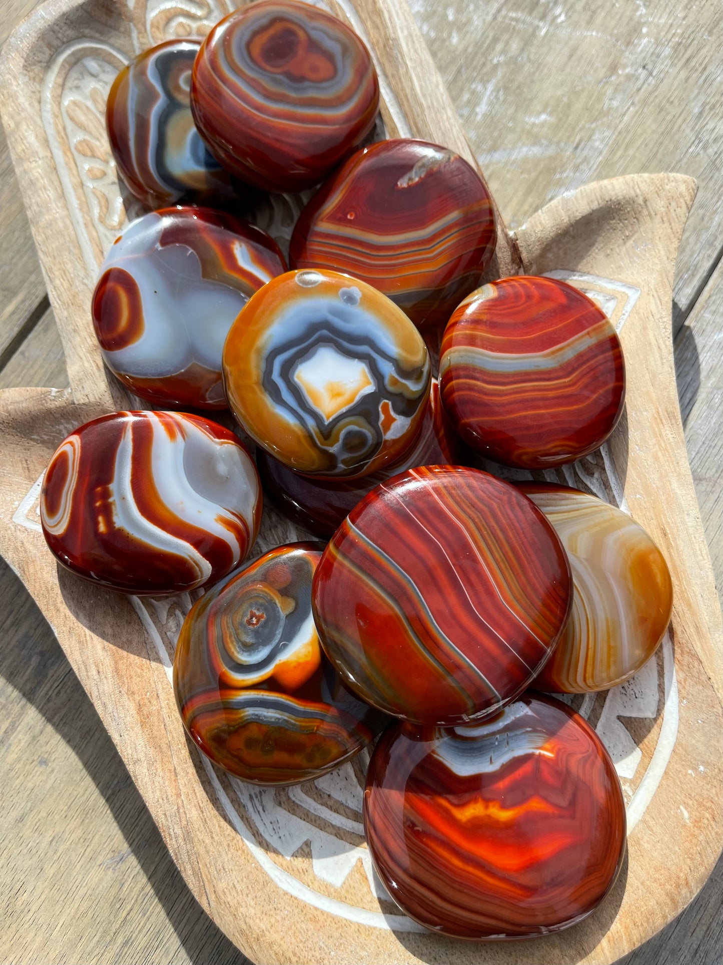 Banded Agate Palm Stone, Heated
