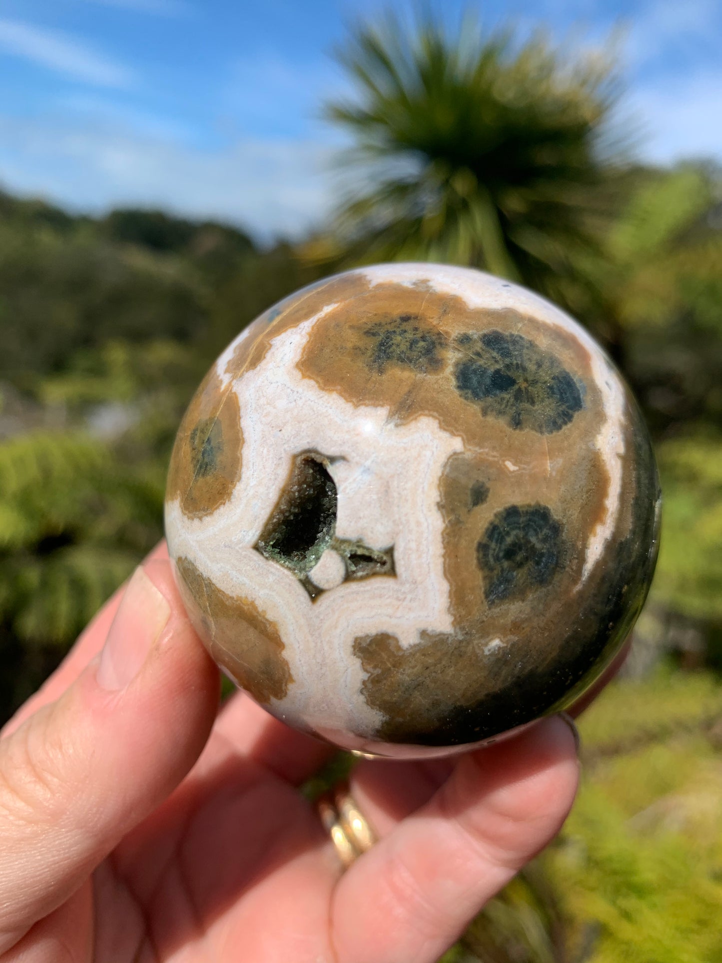 Orbicular Ocean Jasper Sphere