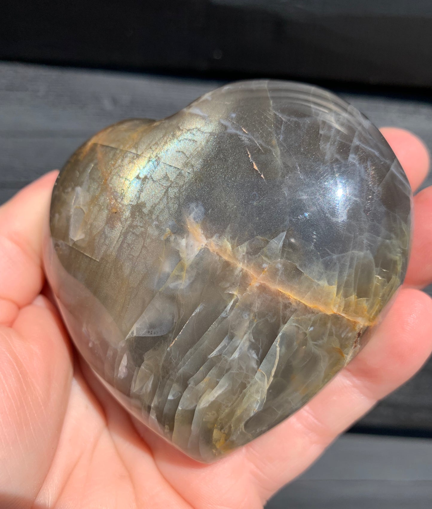 Black Moonstone Heart