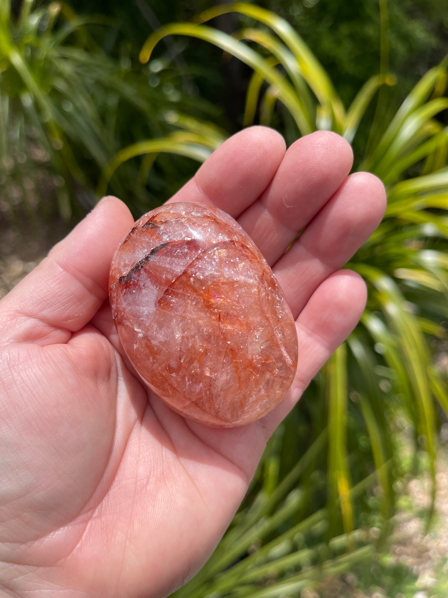 Red Fire Quartz Palm Stone