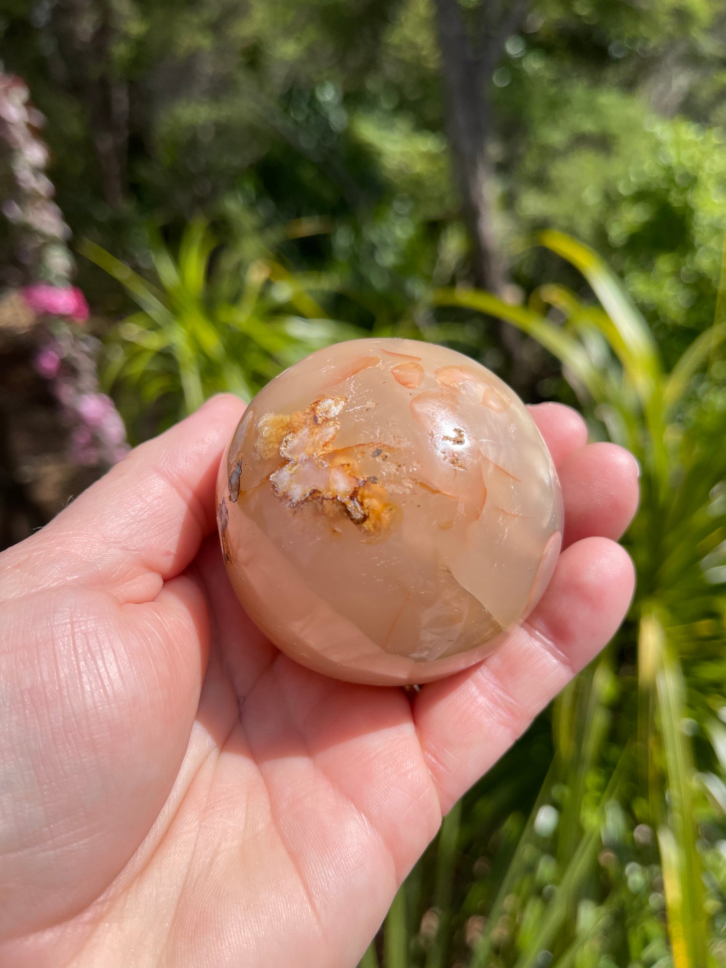 Cherry Blossom/Flower Agate Carnelian mix Sphere