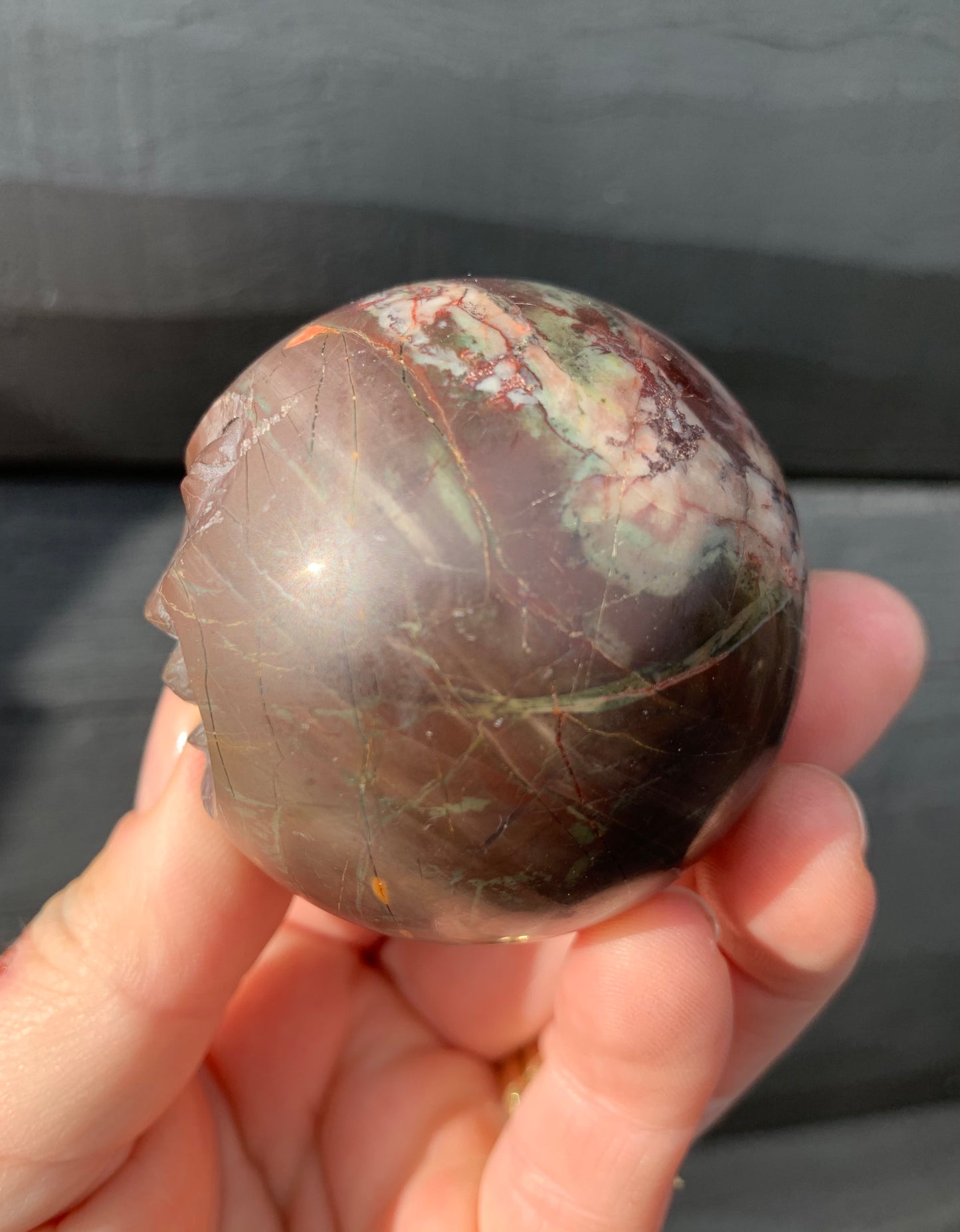 Cherry Creek Jasper Sphere, Happy Face