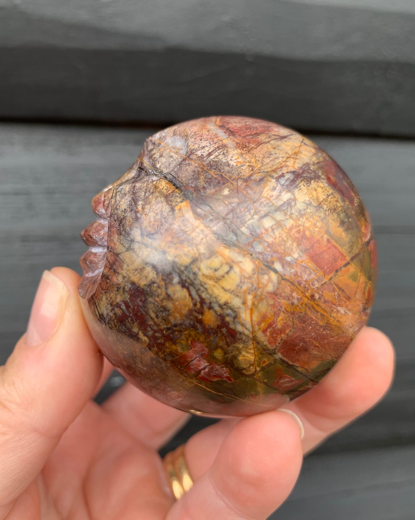 Cherry Creek Jasper Sphere, Happy Face
