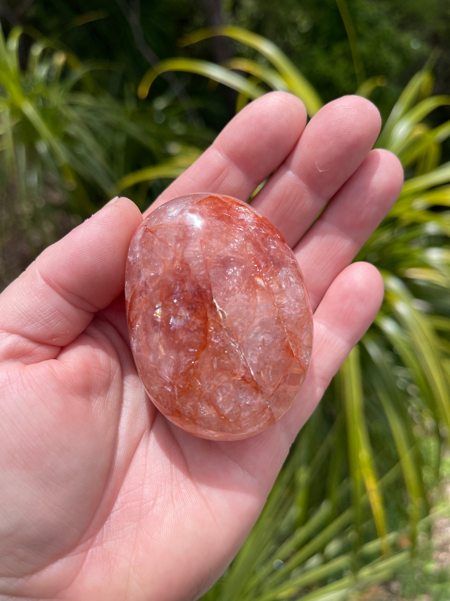 Red Fire Quartz Palm Stone