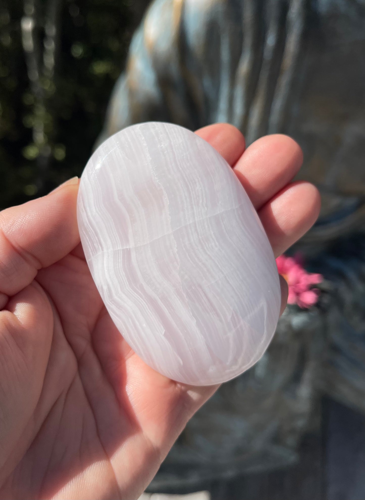 Pink Mangano Calcite Palm Stone
