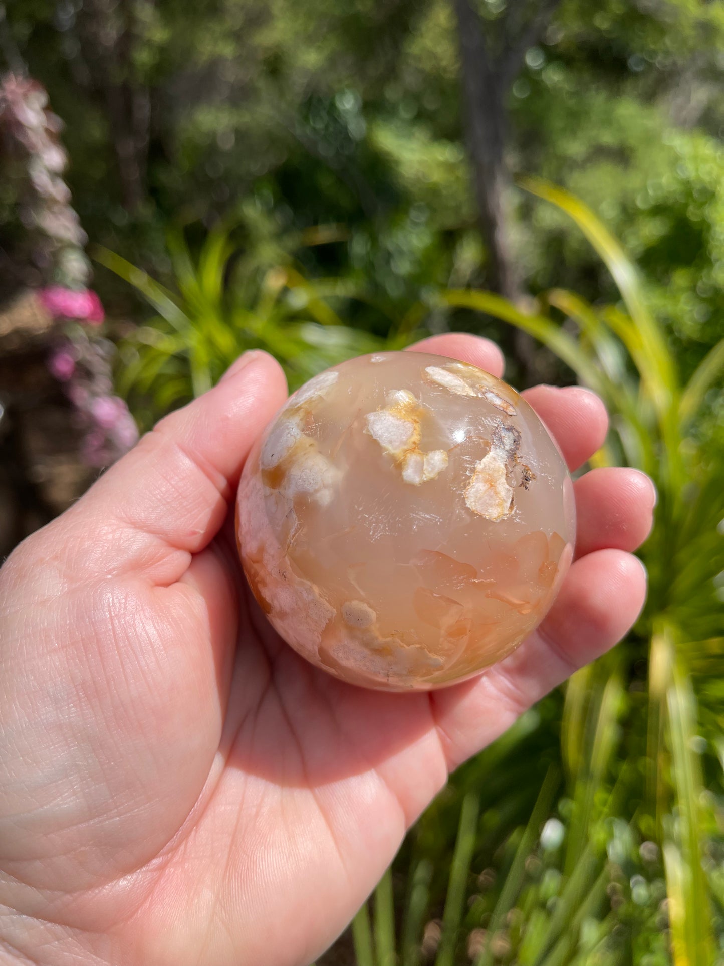 Cherry Blossom/Flower Agate Carnelian mix Sphere