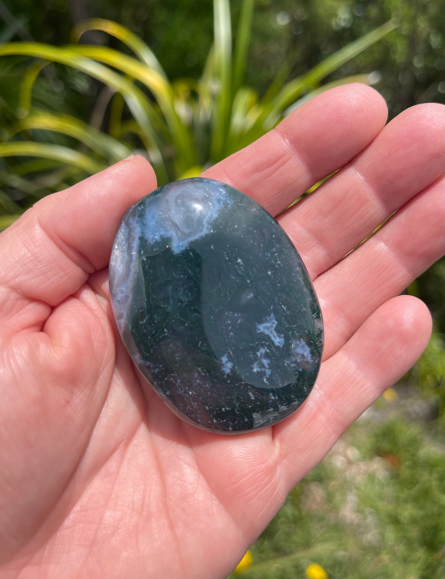 Moss Agate Palm Stone