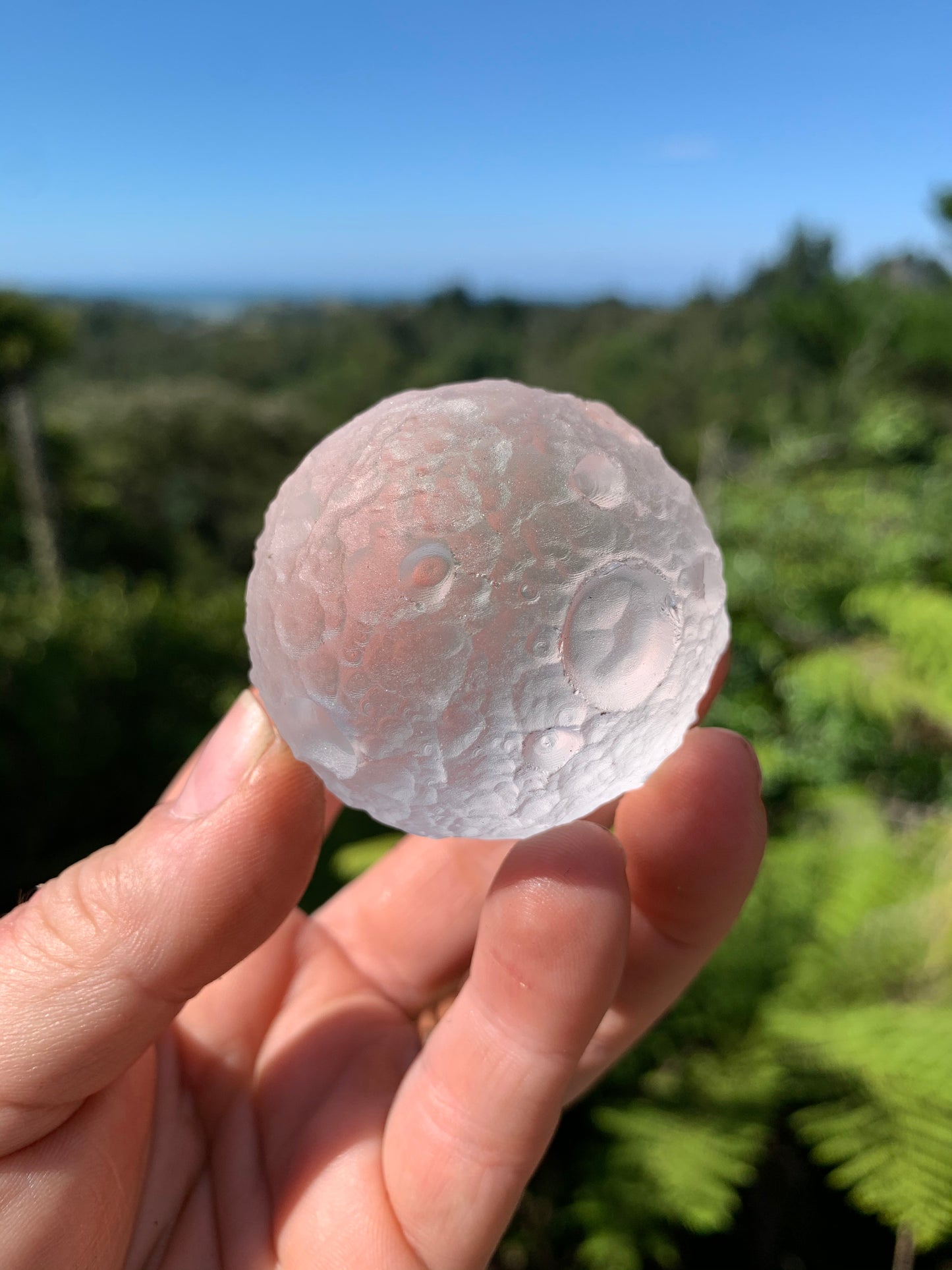 Clear Smelting Glass Carved Moon
