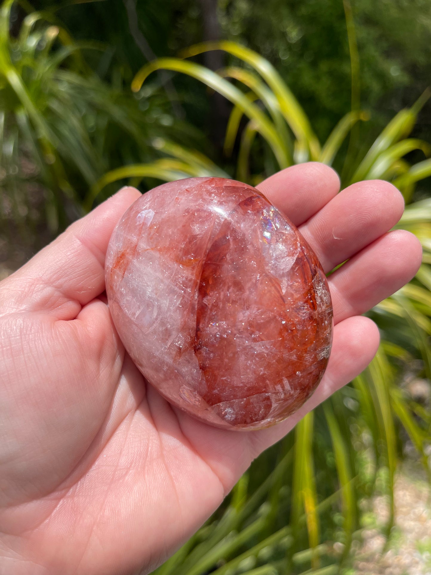 Red Hematoid Quartz or Fire Quartz Palm Stone
