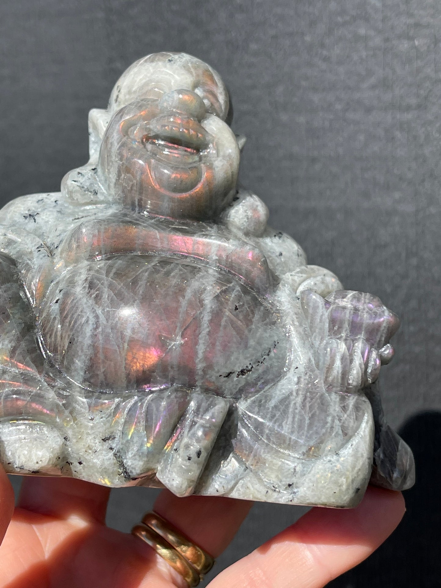 Purple/Sunset Labradorite Laughing Buddha