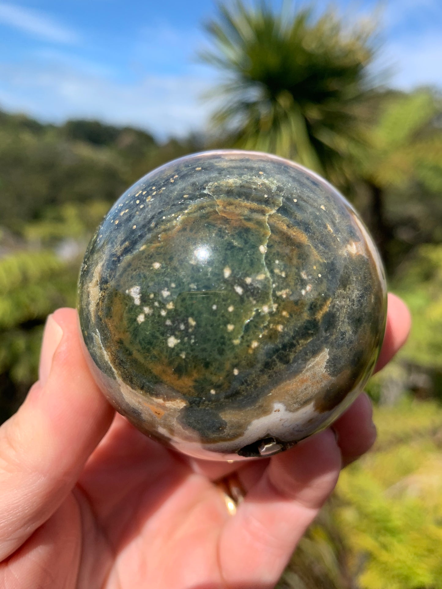 Orbicular Ocean Jasper Sphere
