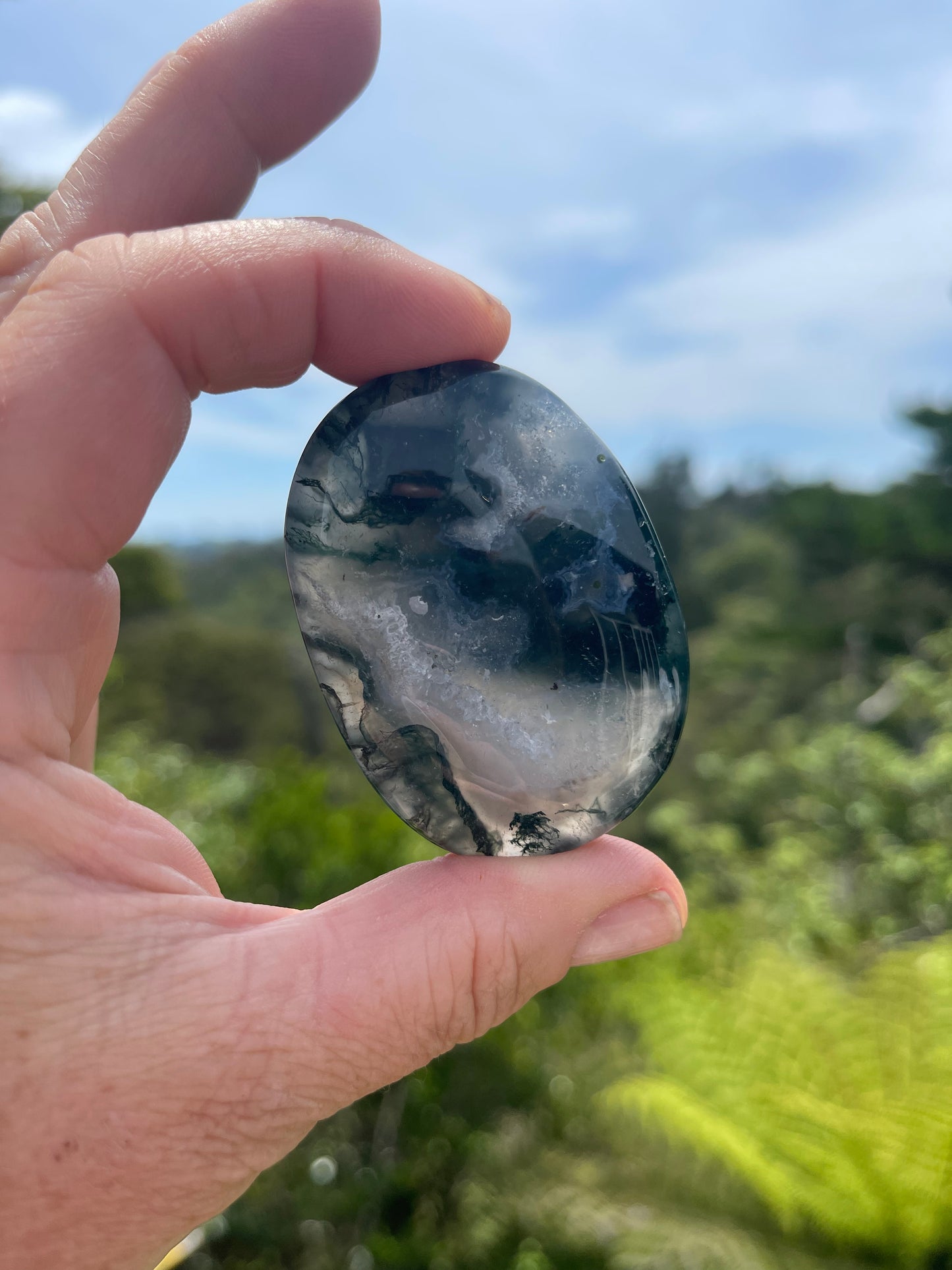 Moss Agate Palm Stone
