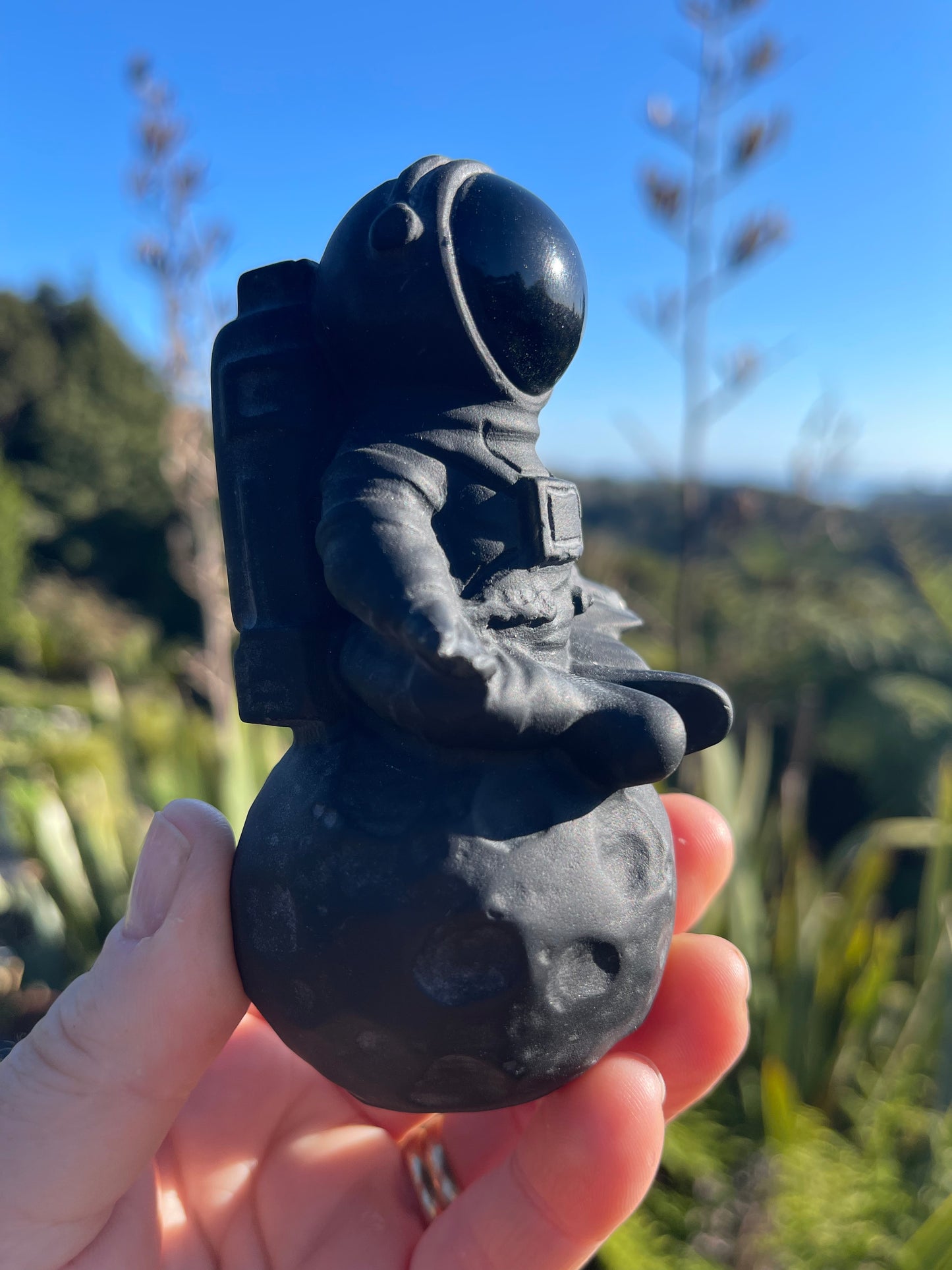 Obsidian Meditating Astronaut on the Moon