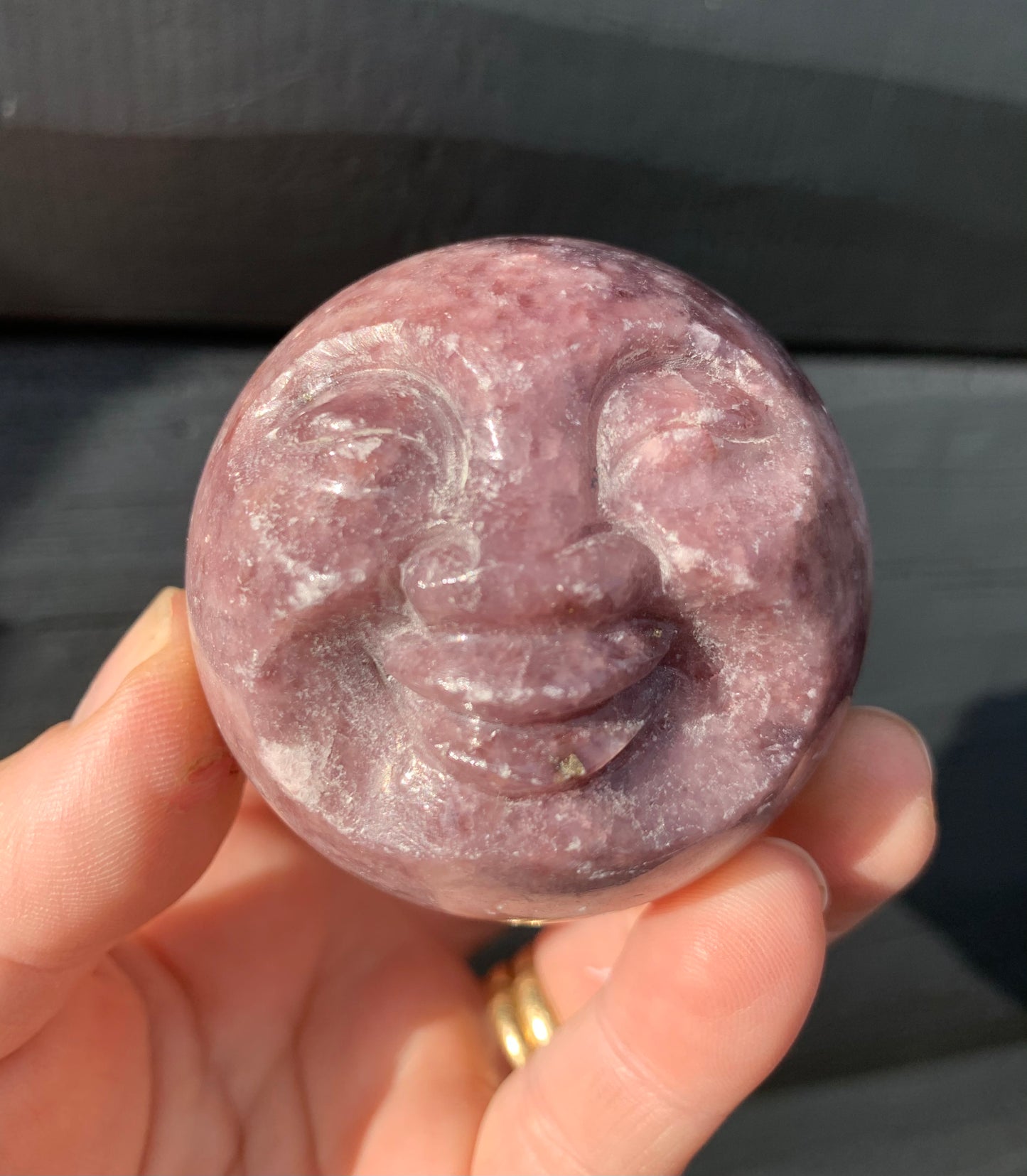 Lepidolite Sphere, Happy Face