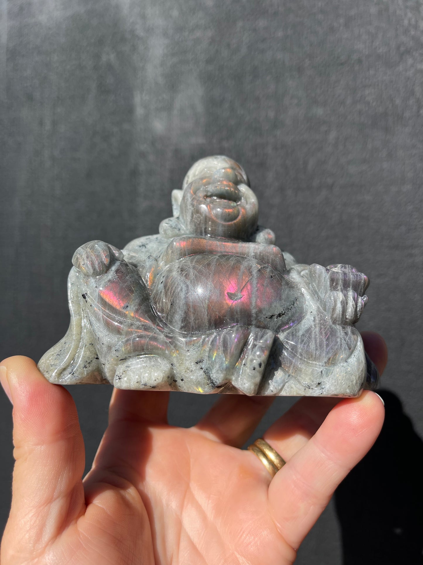Purple/Sunset Labradorite Laughing Buddha