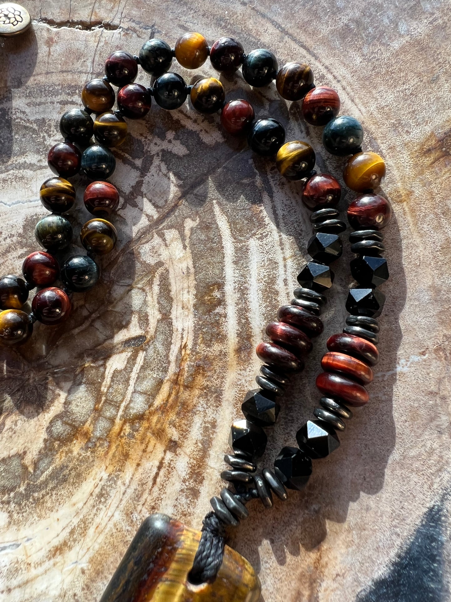 Mālā with Tigers Eye Beads with a Tigers Eye Pendant