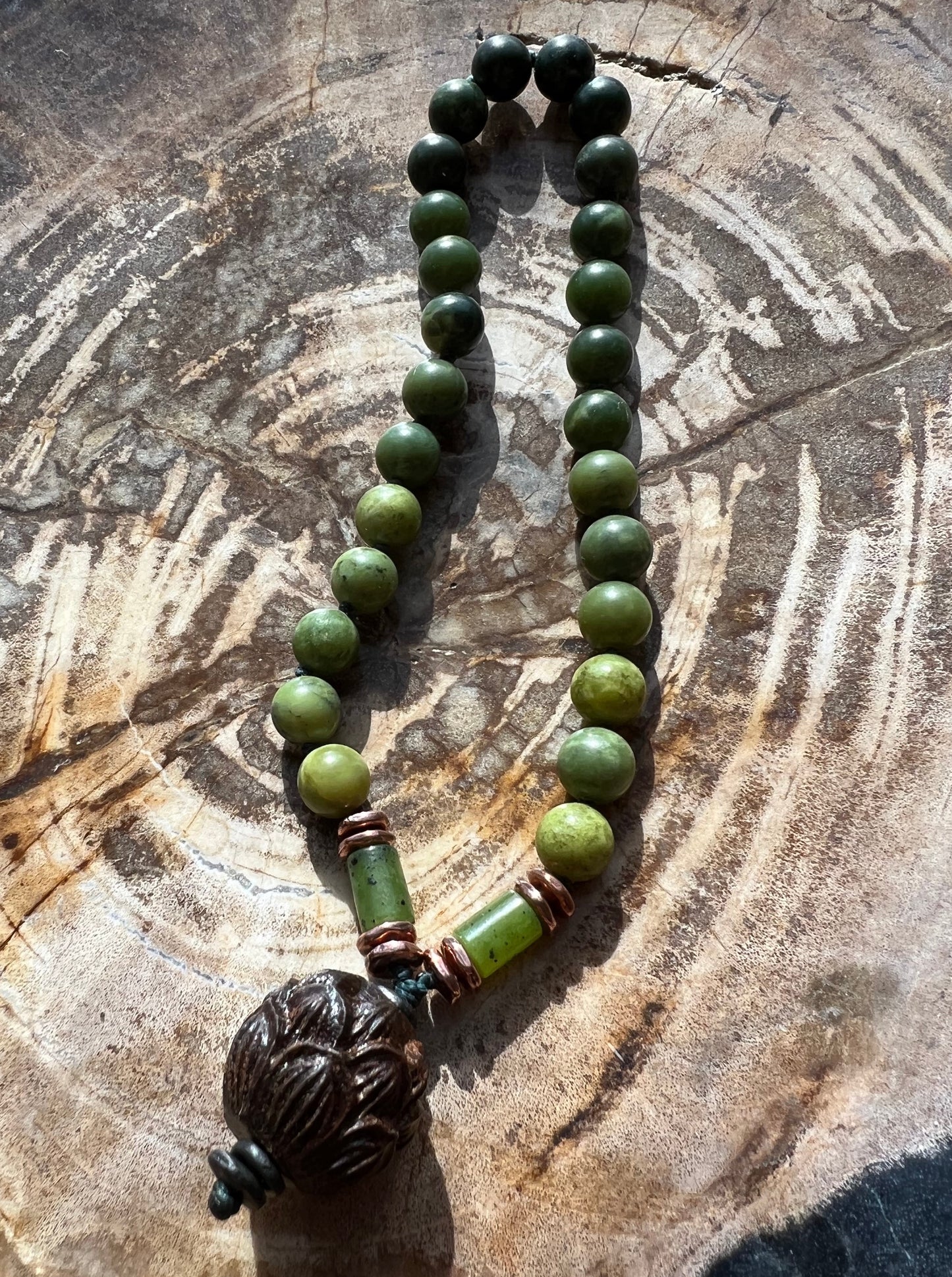 Pocket Mālā with Canadian Jade Beads
