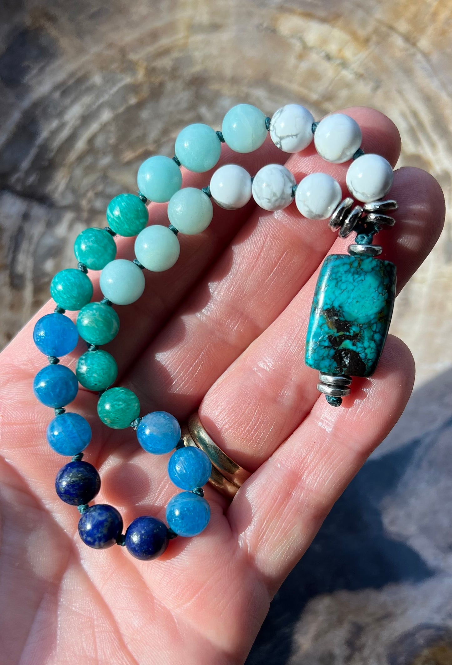 Pocket Mālā with Blue Shade Beads