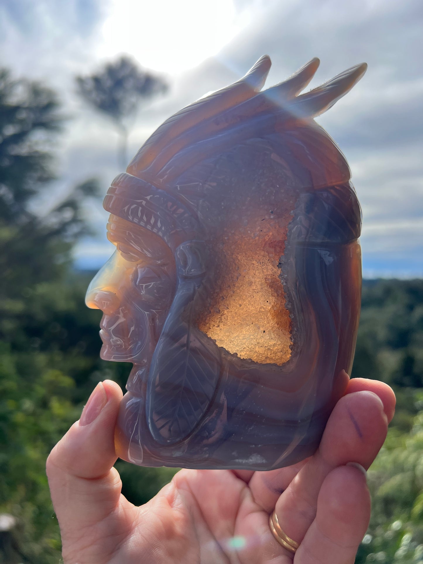 Agate Indigenous American Head