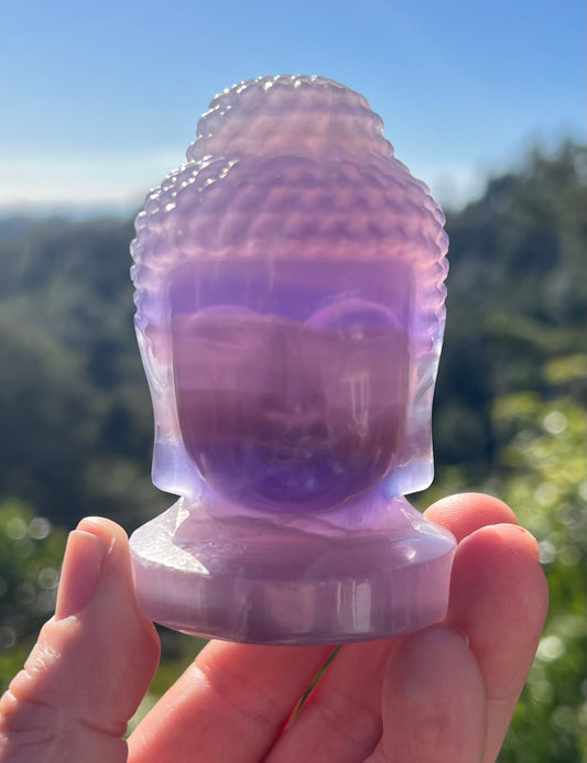 Purple Fluorite Carved Buddha Head
