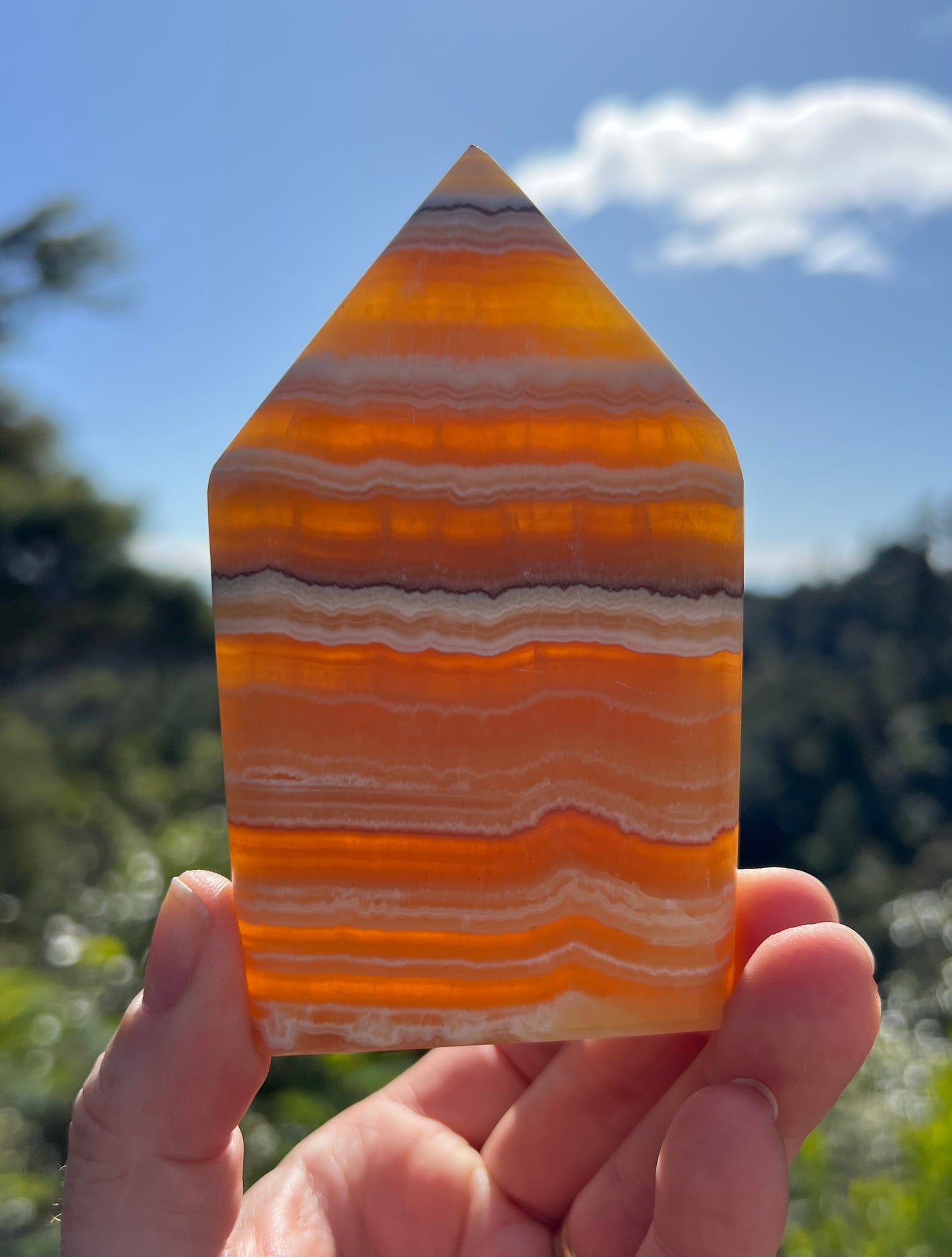 Banded Orange Calcite Flame