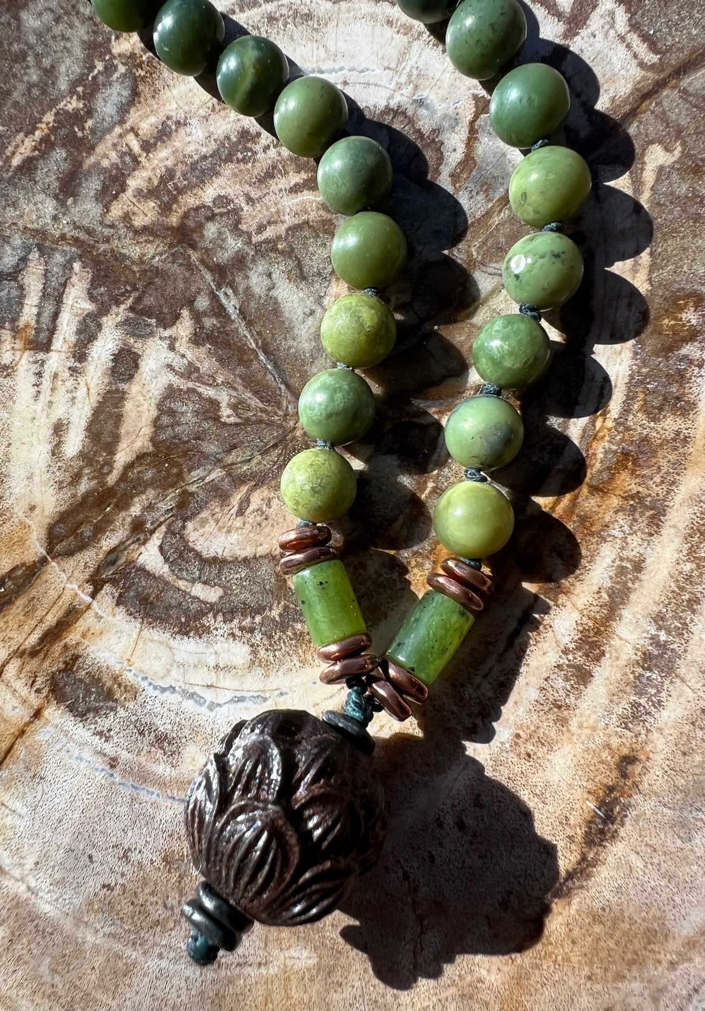 Pocket Mālā with Canadian Jade Beads