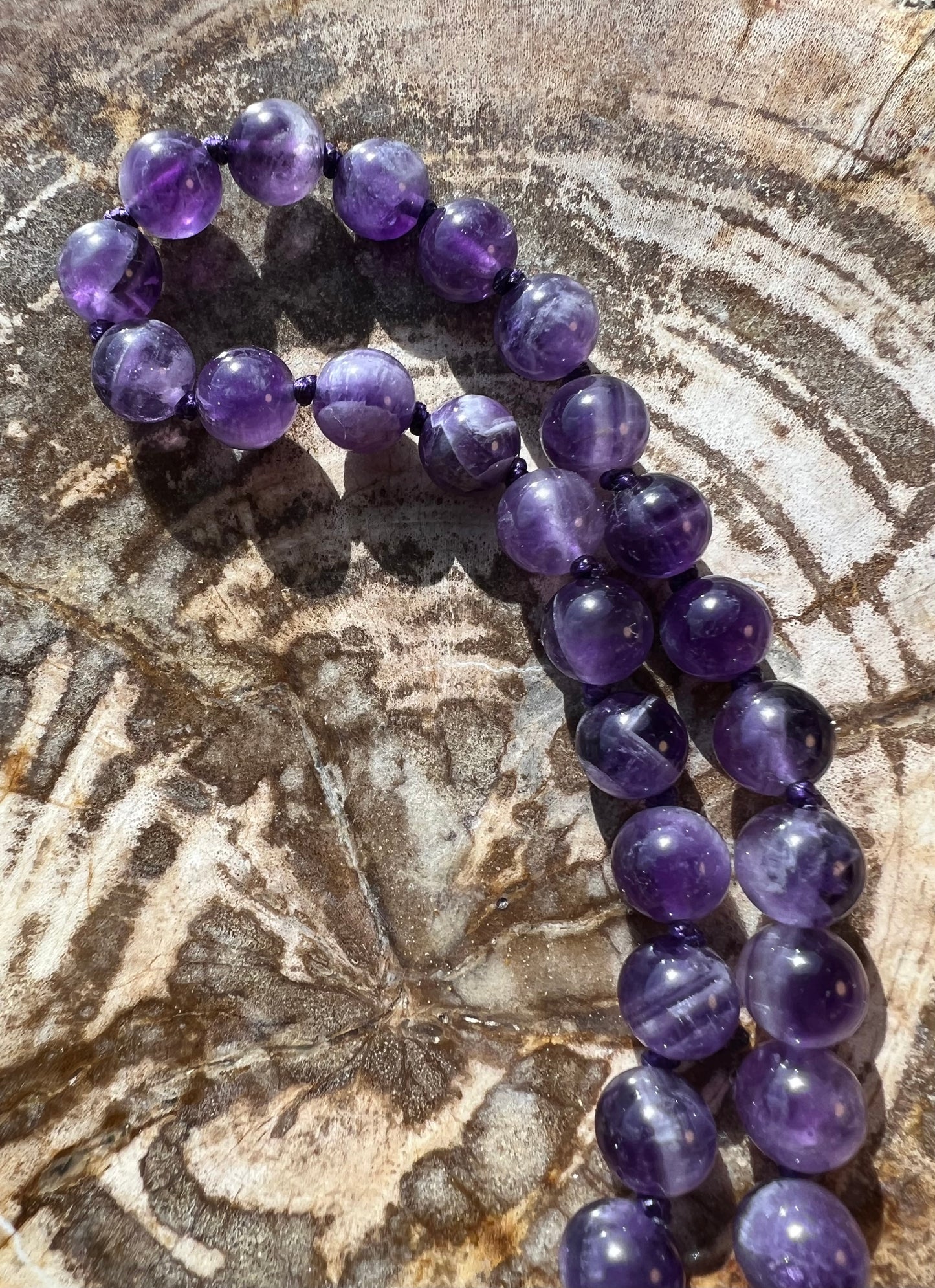Pocket Mālā with Amethyst Beads