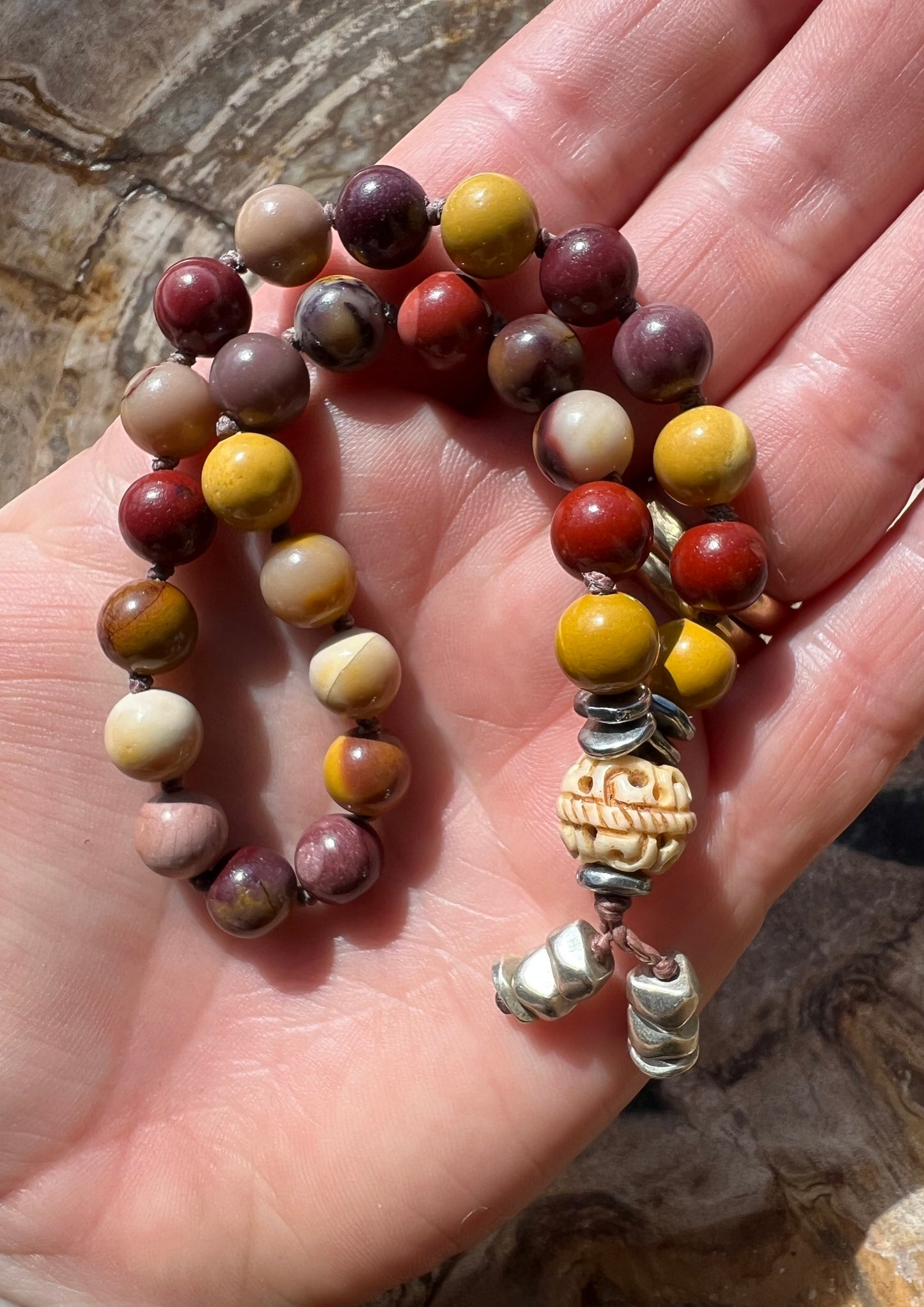 Pocket Mālā with Mookaite Beads