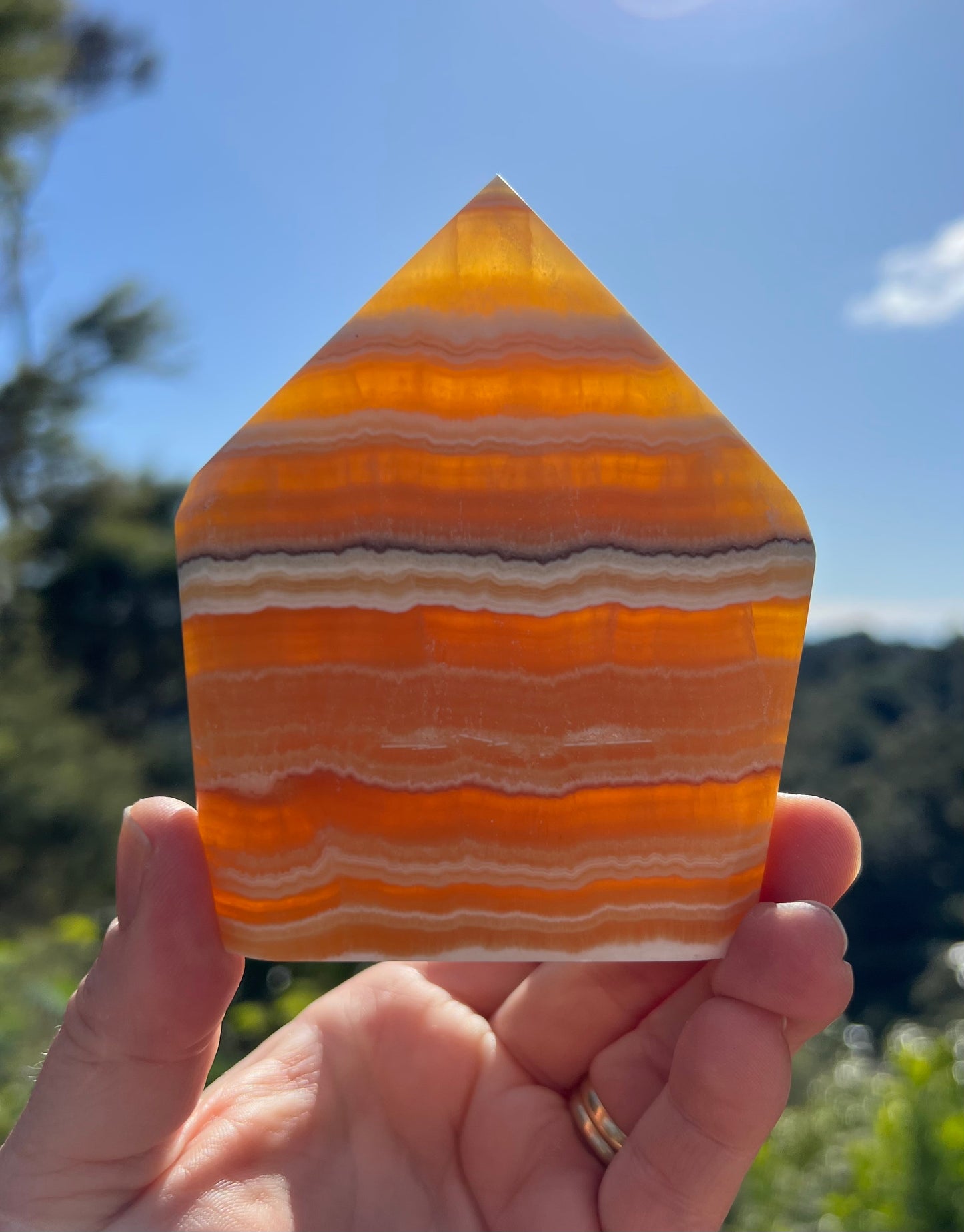 Banded Orange Calcite Flame