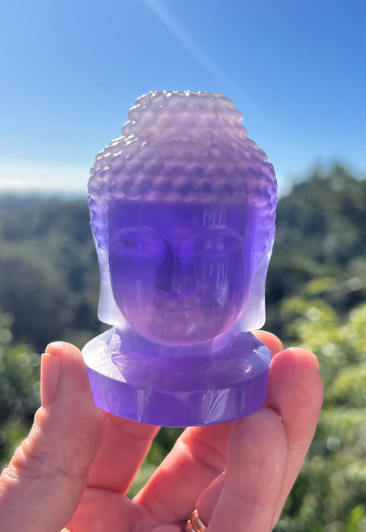 Purple Fluorite Carved Buddha Head