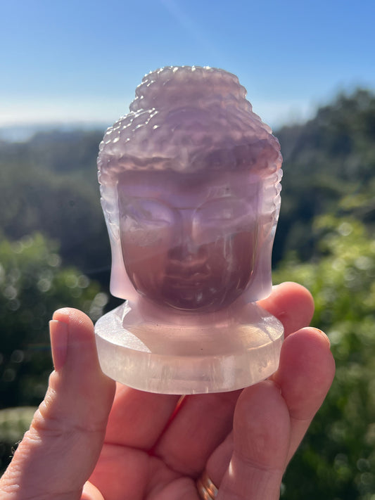 Purple Fluorite Carved Buddha Head