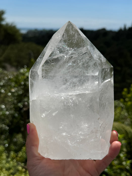 Clear Quartz Tower, extra Large with Natural Rainbow