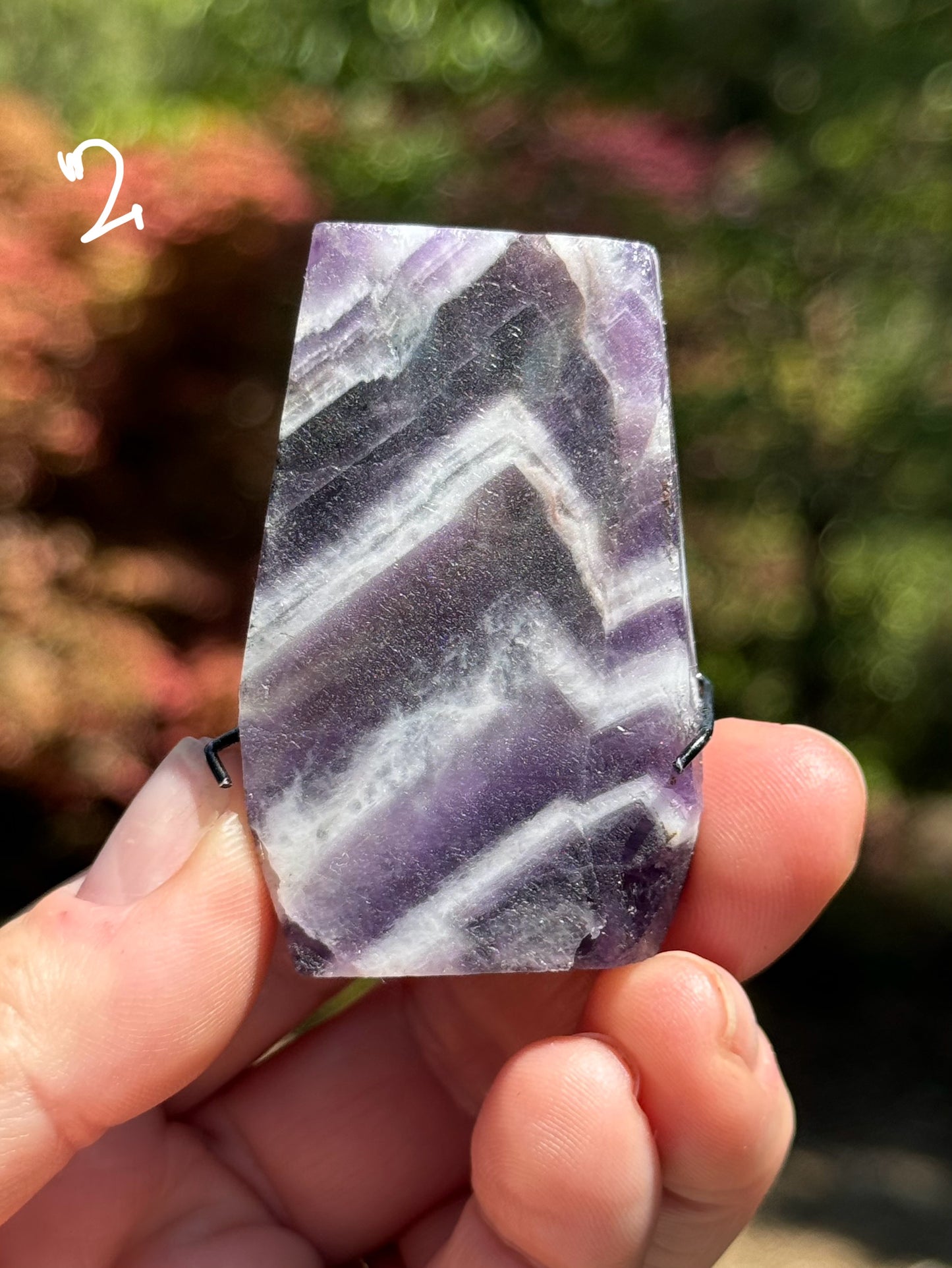 Chevron Amethyst Rock Buddy with glasses