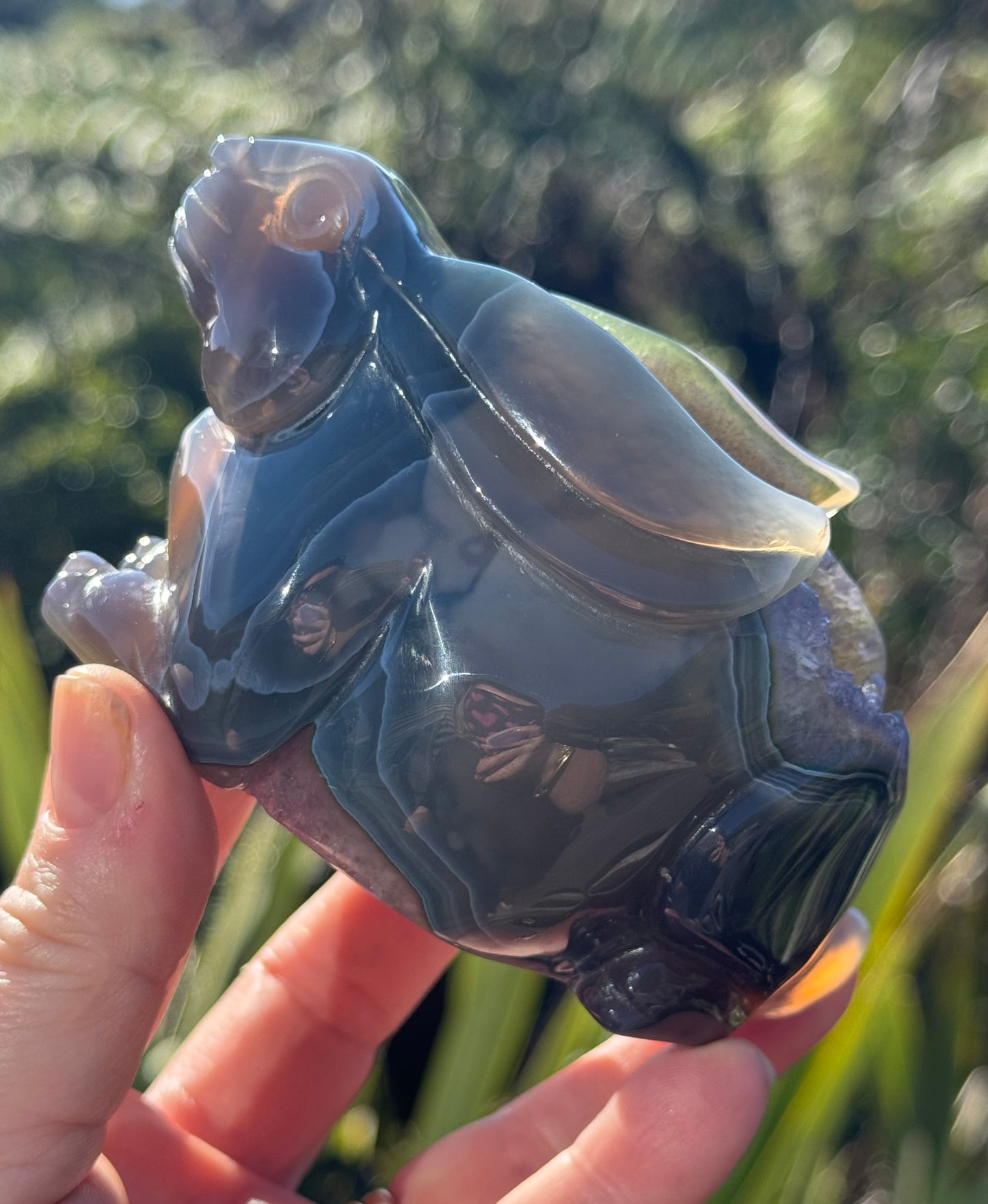 Agate & Amethyst Geode Rabbit – Hand-Carved, One of a Kind
