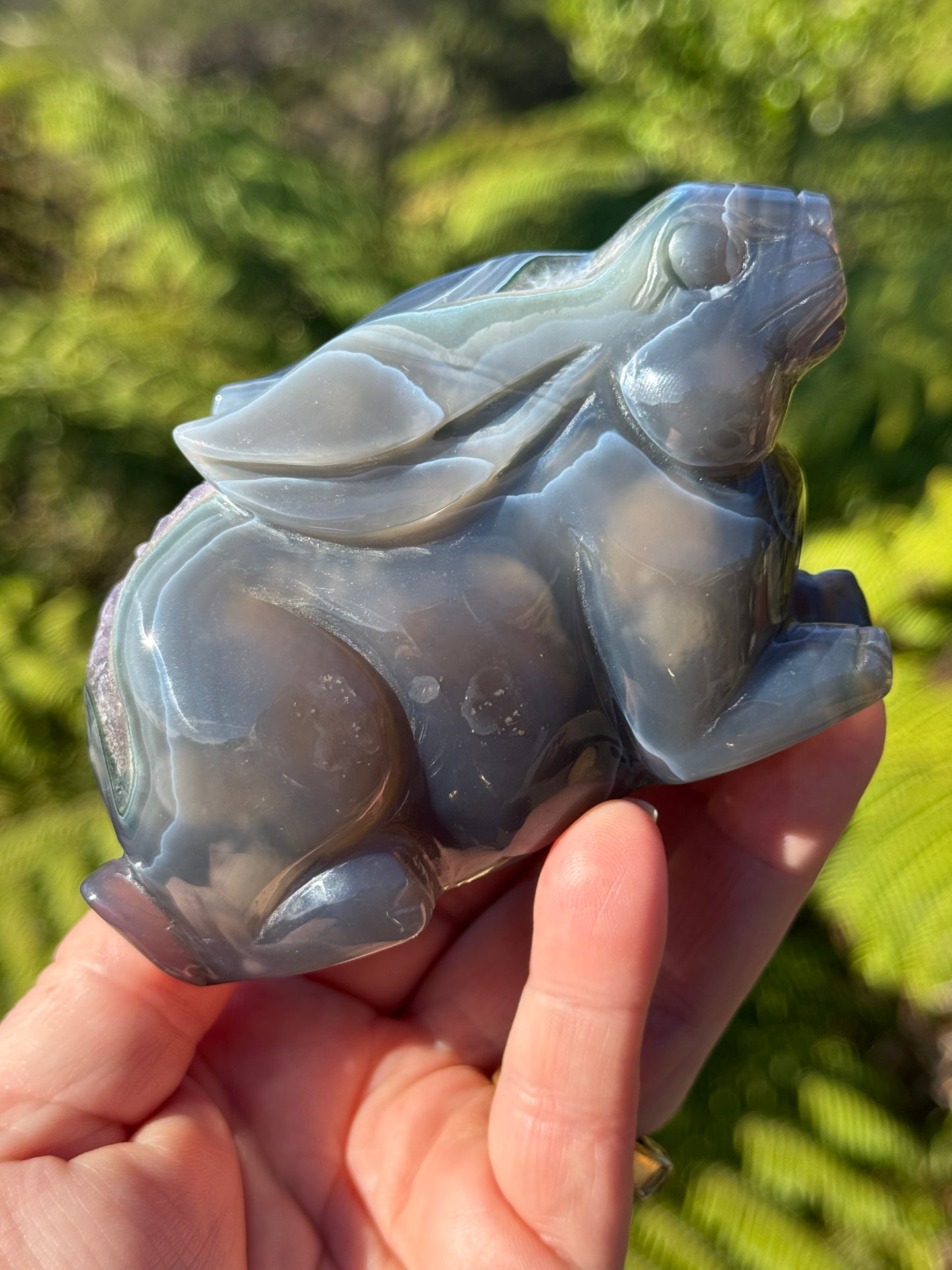 Agate & Amethyst Geode Rabbit – Hand-Carved, One of a Kind