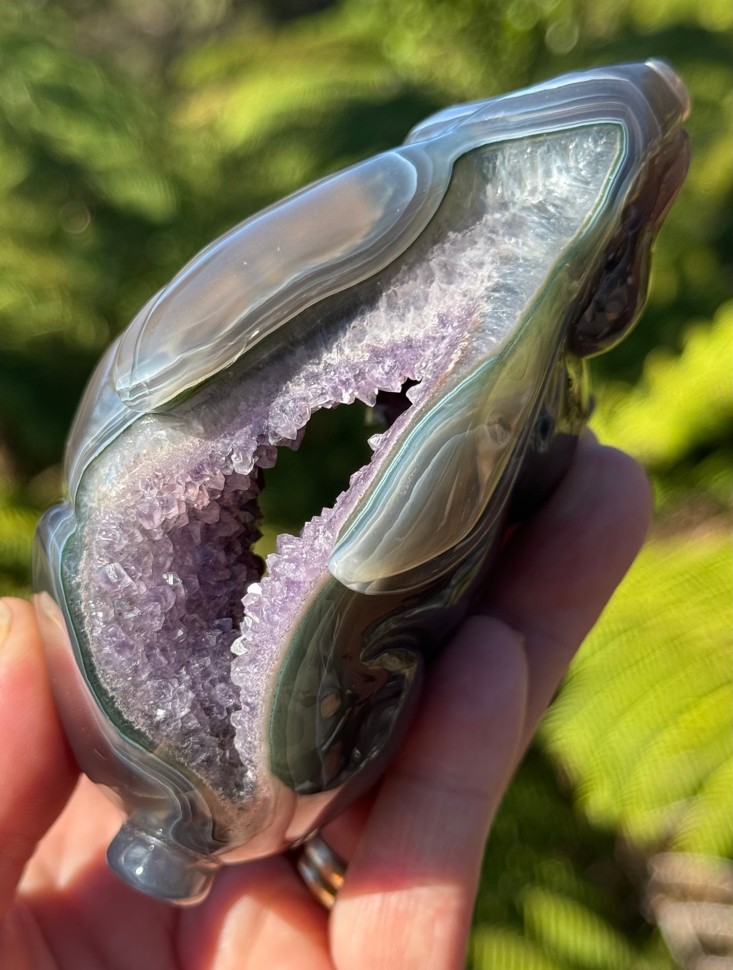 Agate & Amethyst Geode Rabbit – Hand-Carved, One of a Kind