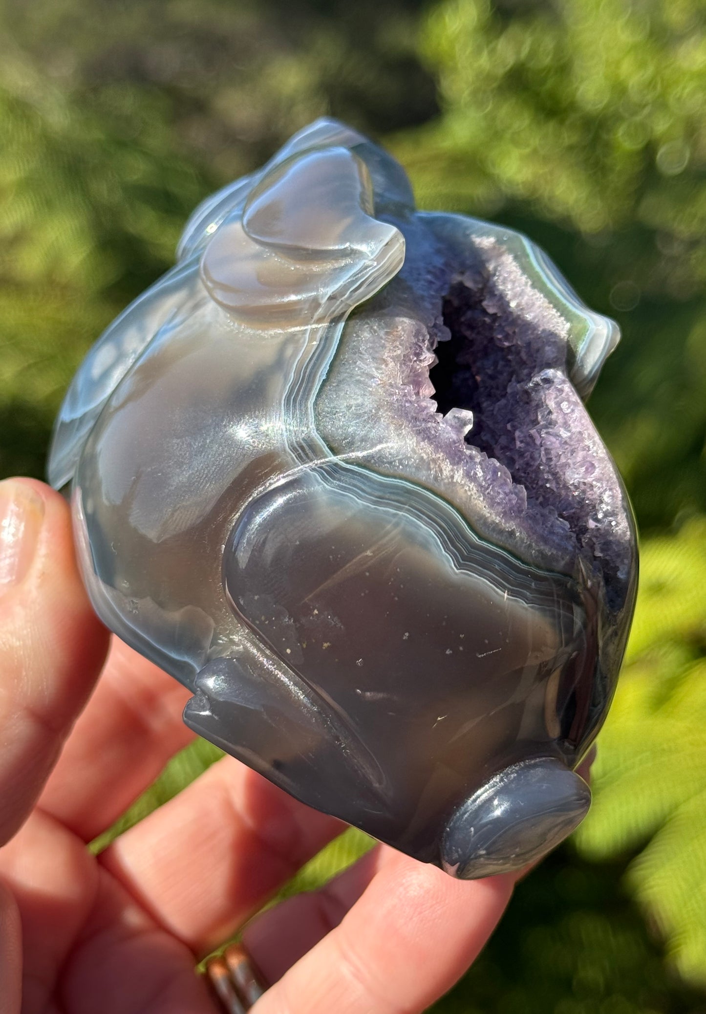 Agate & Amethyst Geode Rabbit – Hand-Carved, One of a Kind